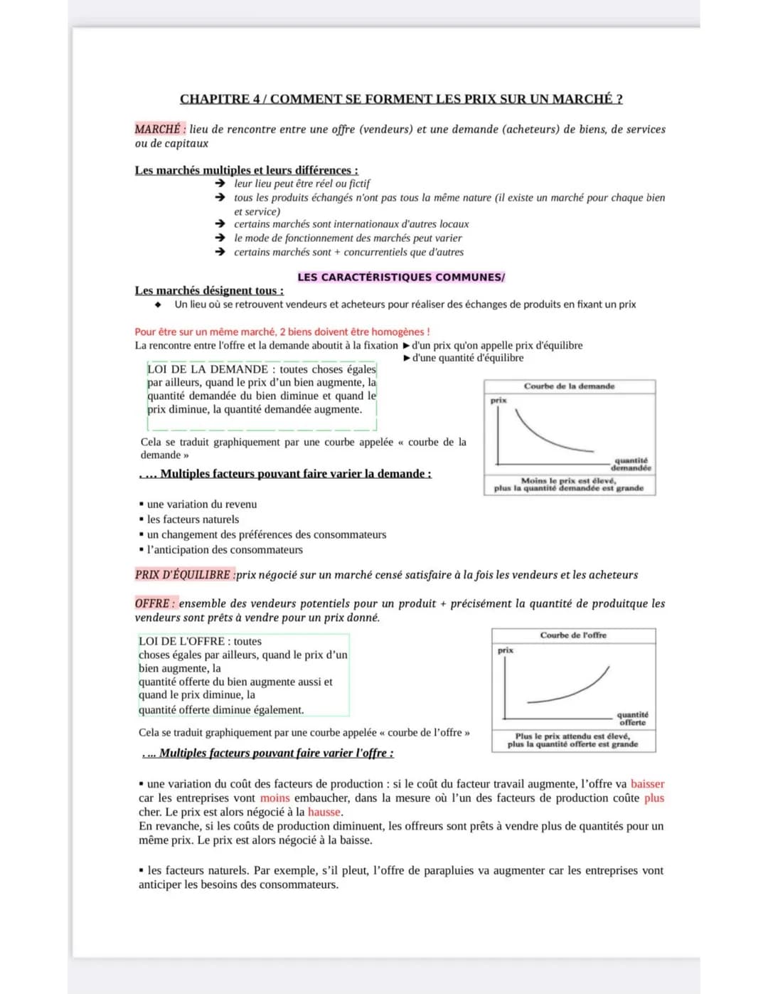 <h2>Marché: lieu de rencontre entre une offre (vendeurs) et une demande (acheteurs) de biens, de services ou de capitaux</h2>
<p>Les marché
