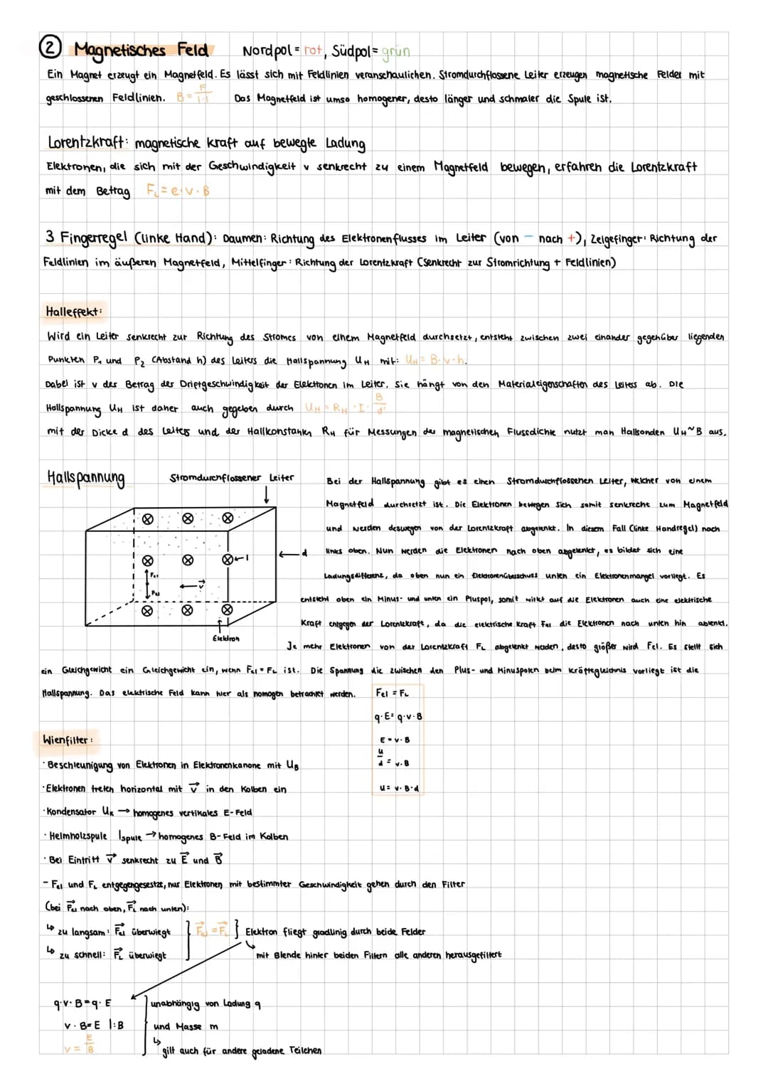 # Elektrisches Feld
Lernzettel Abitur Physik
Elektrische Feldstärke
Der Vektor E der elektrischen Feldstärke kennzeichnet die Stärke und Ri