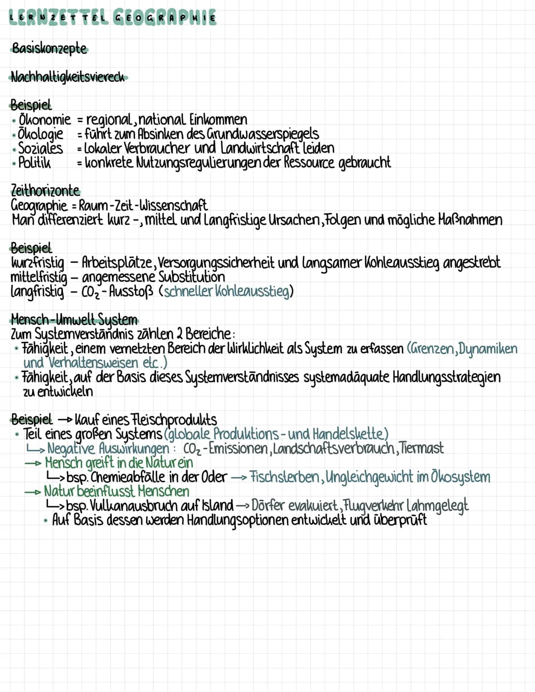 # LERNZETTEL GEOGRAPHIE
Basiskonzepte
Was sind Basiskonzepte ?
→ grundlegende, nachvollziehbare Leitideen des fachlichen Denkens
→ Stell
