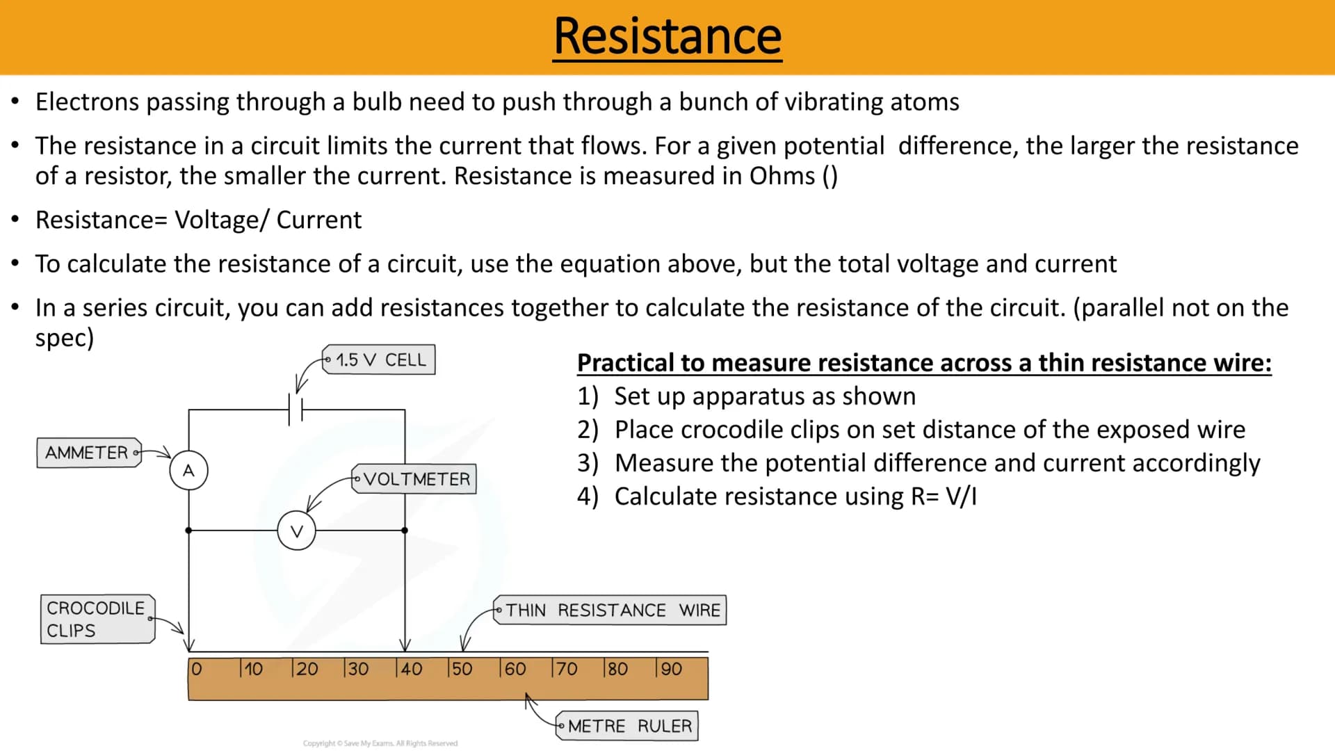 # Resistance
• Electrons passing through a bulb need to push through a bunch of vibrating atoms
• The resistance in a circuit limits the cu