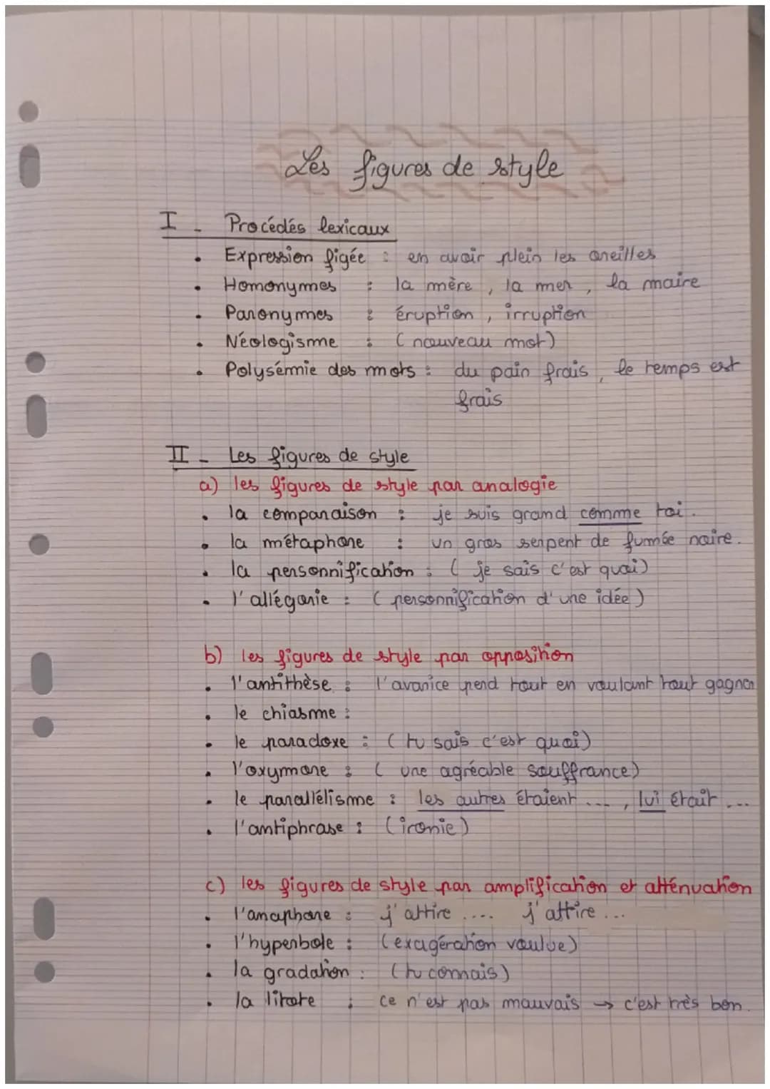 # Les figures de style
I Procédés lexicaux
* Expression figée : en avoir plein les aneilles
* Homonymes : la mère, la mer , la maire
*