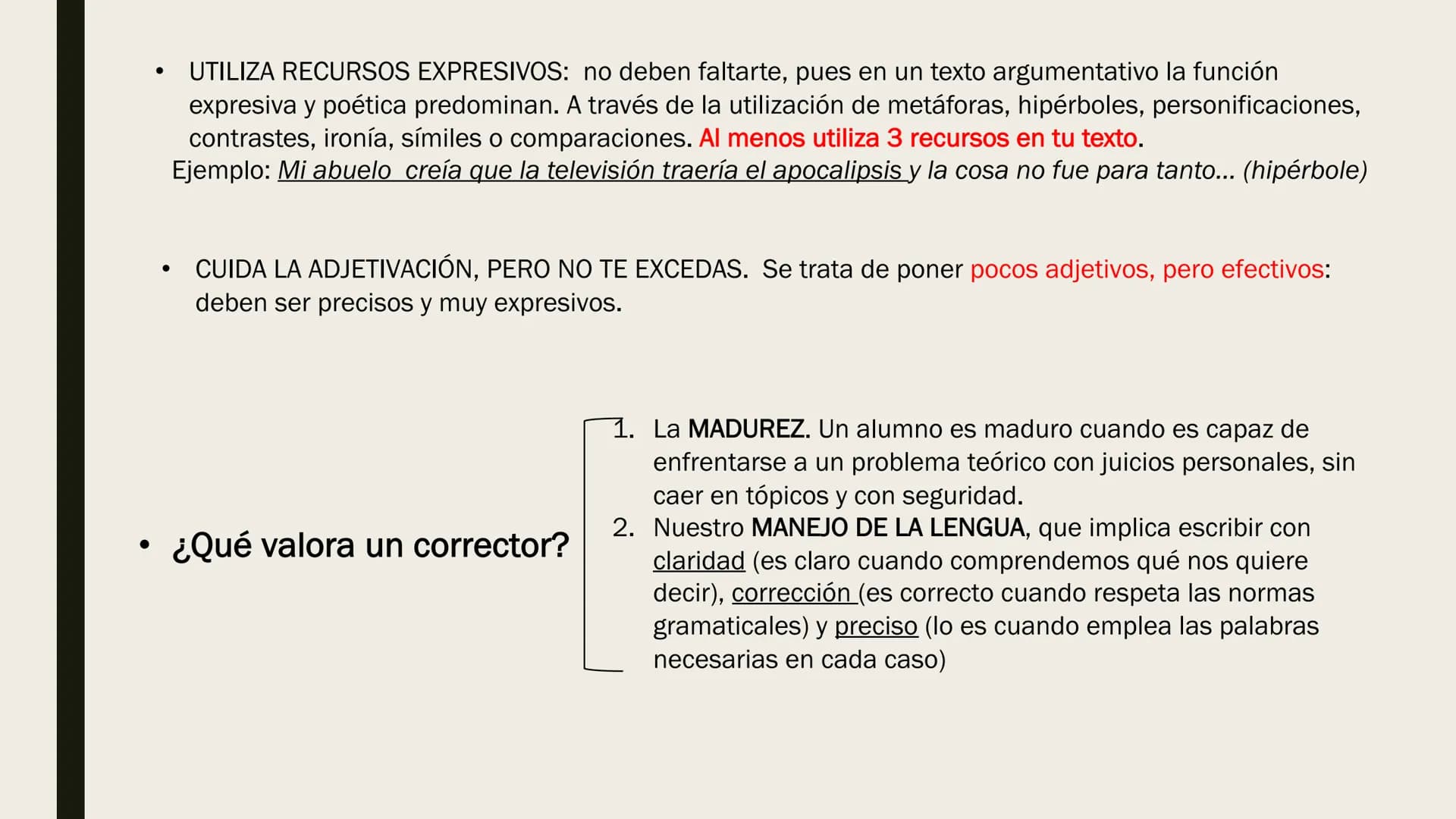 ELABORAR TEXTO
ARGUMENTATIVO
EVAU 2020 Pregunta 3 del examen: Exprese su opinión razonada acerca de... y/o razone...
ESTRUCTURA
Espacio: