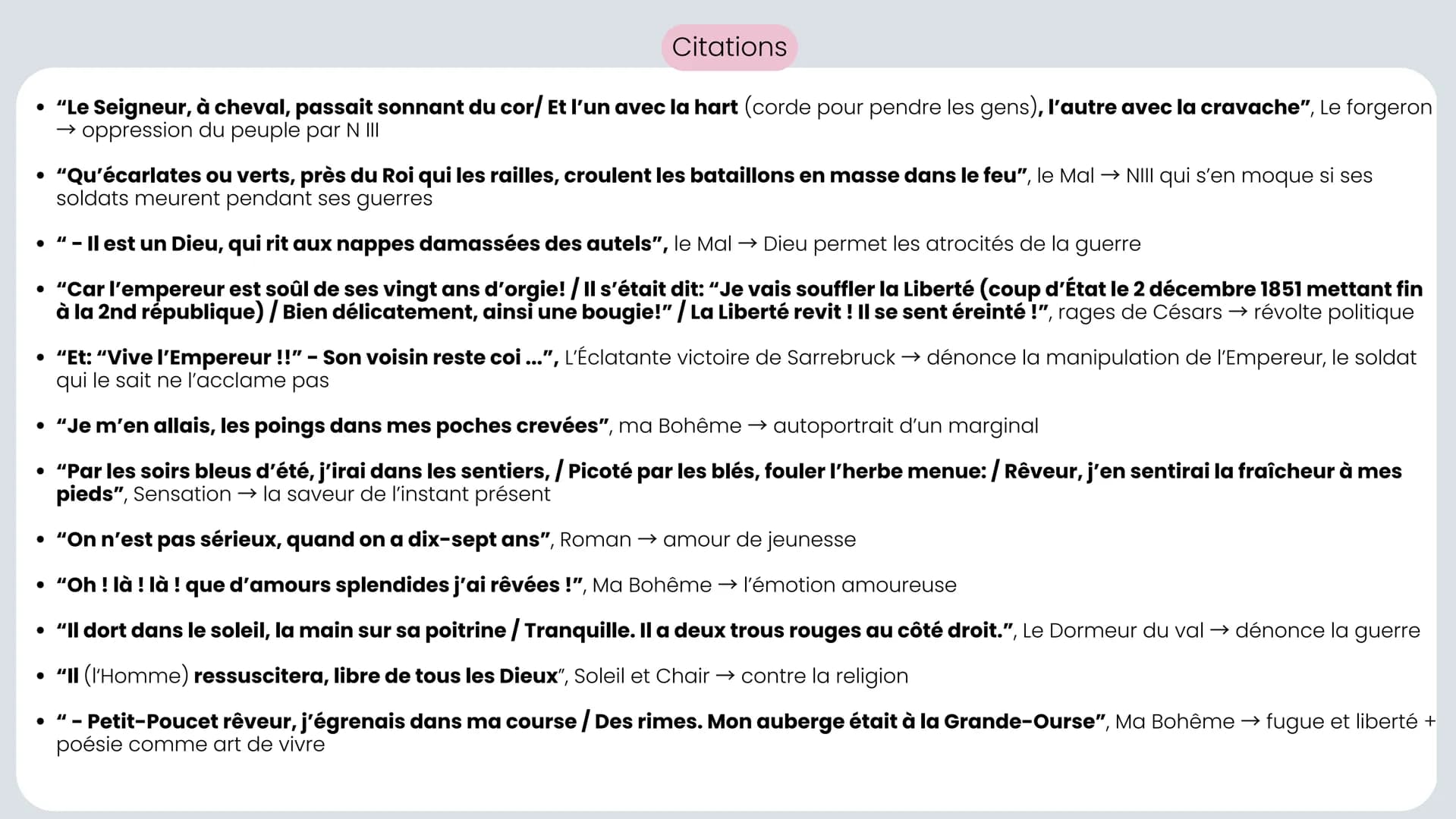 # Arthur Rimbaud
* 1854-1891
* dans le sillage de Victor Hugo et de Baudelaire
* Élevé par sa mère autoritaire, il se montre brillant à l'é