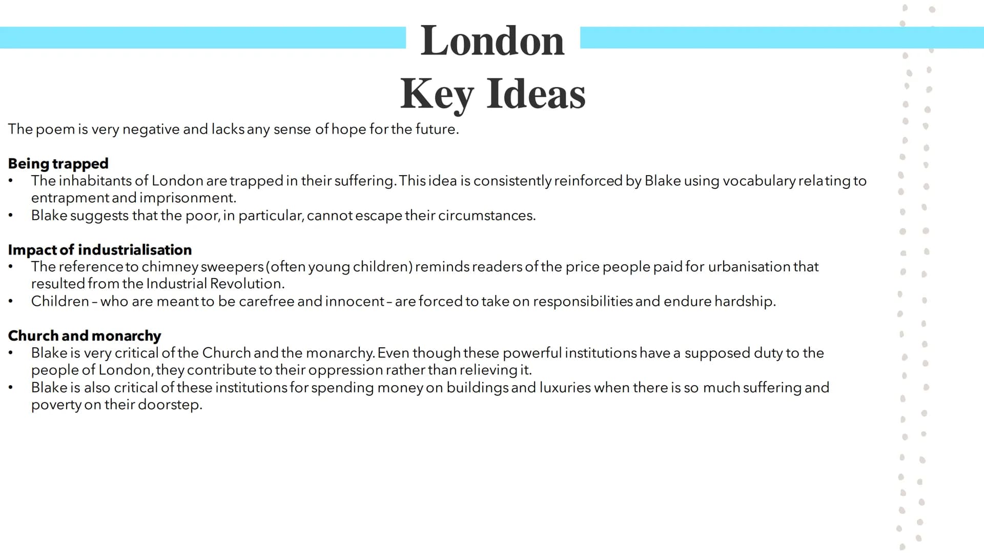 # London
Poetry GCSEs # London
William Blake's London describes a narrator's experience of walking through London. The poem was published a