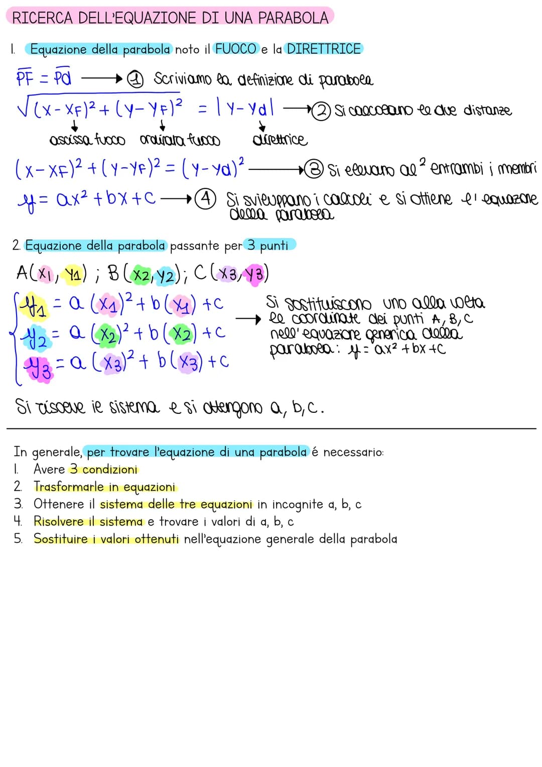# Parabola
La parabola é il luogo geometrico dei punti del piano equidistanti da un punto fisso F
detto fuoco e da una retta data d, detta