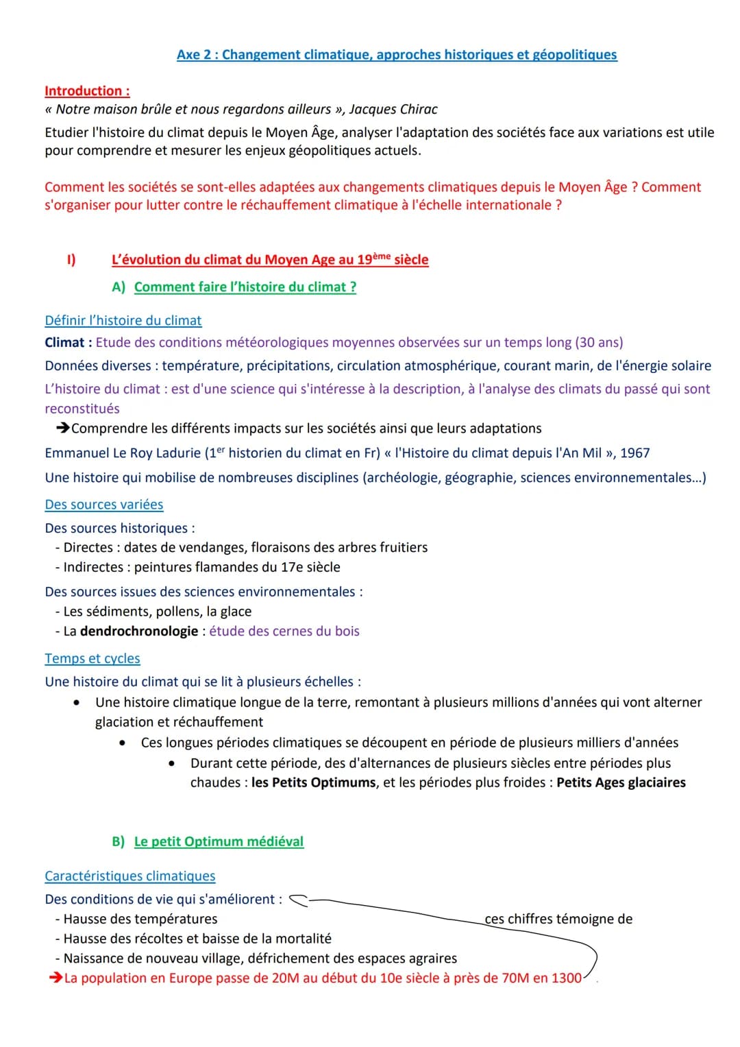 # Axe 2: Changement climatique, approches historiques et géopolitiques
Introduction:
<< Notre maison brûle et nous regardons ailleurs », Ja