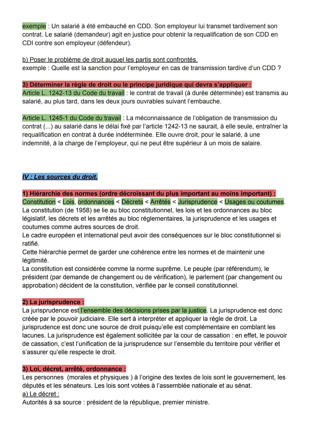 # Synthèse cours d'introduction au droit :
1: Qu'est-ce que le droit et que permet-il?
1) Principes du droit :
- Le droit peut sanctionne