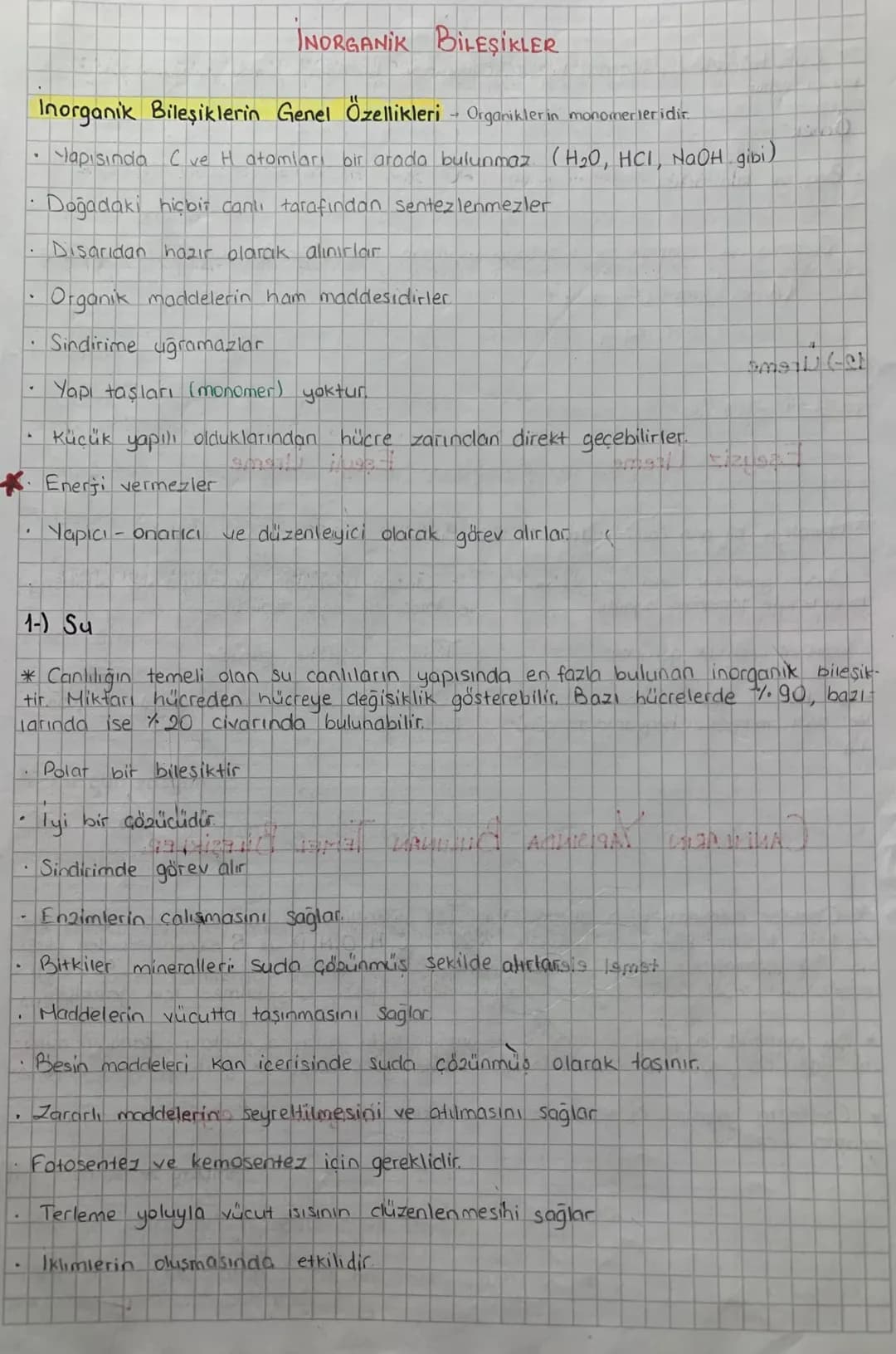 # INORGANİK BİLEŞİKLER
Inorganik Bileşiklerin Genel Özellikleri Organikler in monomerleridir.
- Yapısında Cave H atomları bir arada bulunm