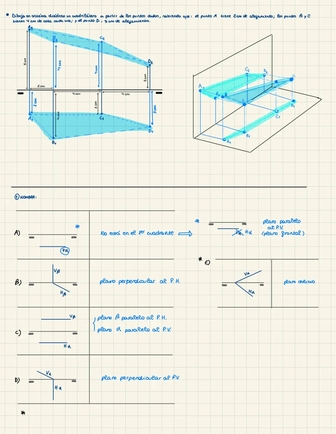 # PLÁSTICA
4º ESO # Sistema diédrico
## EL PUNTO
Plano Vertical
P.V.
Línea de Tierra
L.T
Plano Horizontal
P.H.
II
R
alejamiento
P.V.