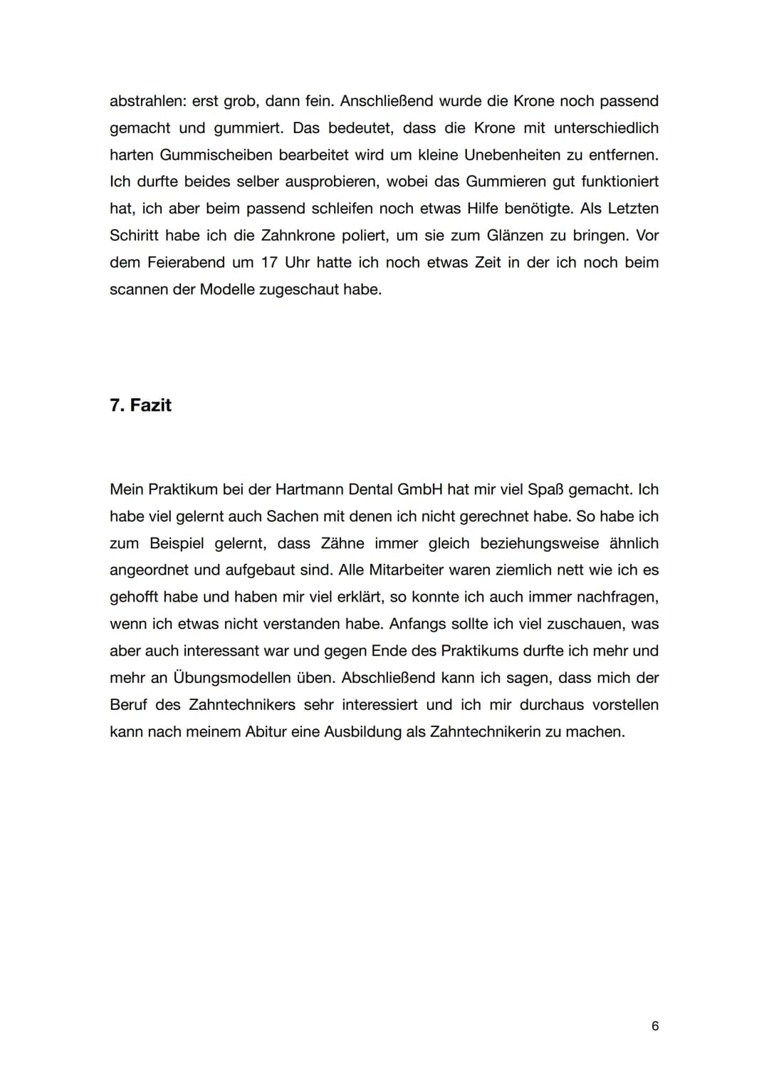 # Praktikumsbericht
, 9c
24. Januar 2022 bis 10. Februar 2022
Hartmann Dental GmbH # Inhaltsverzeichnis
1. Wahl des Praktikumsplatzes
1