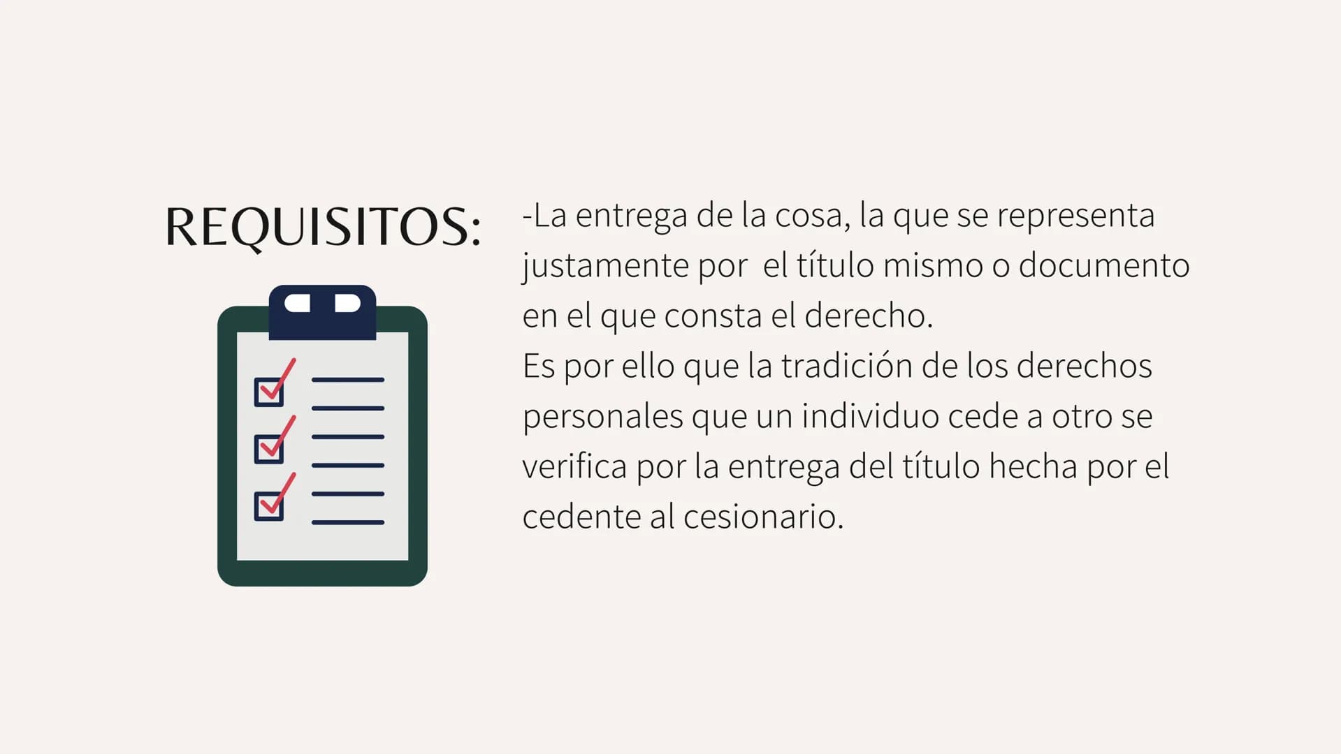 # LA TRADICION EN
# LOS DERECHOS
# REALES Y
# PERSONALES. LA
TRADICION.
La tradición es un modo de adquirir el dominio
de las cosas, y cons