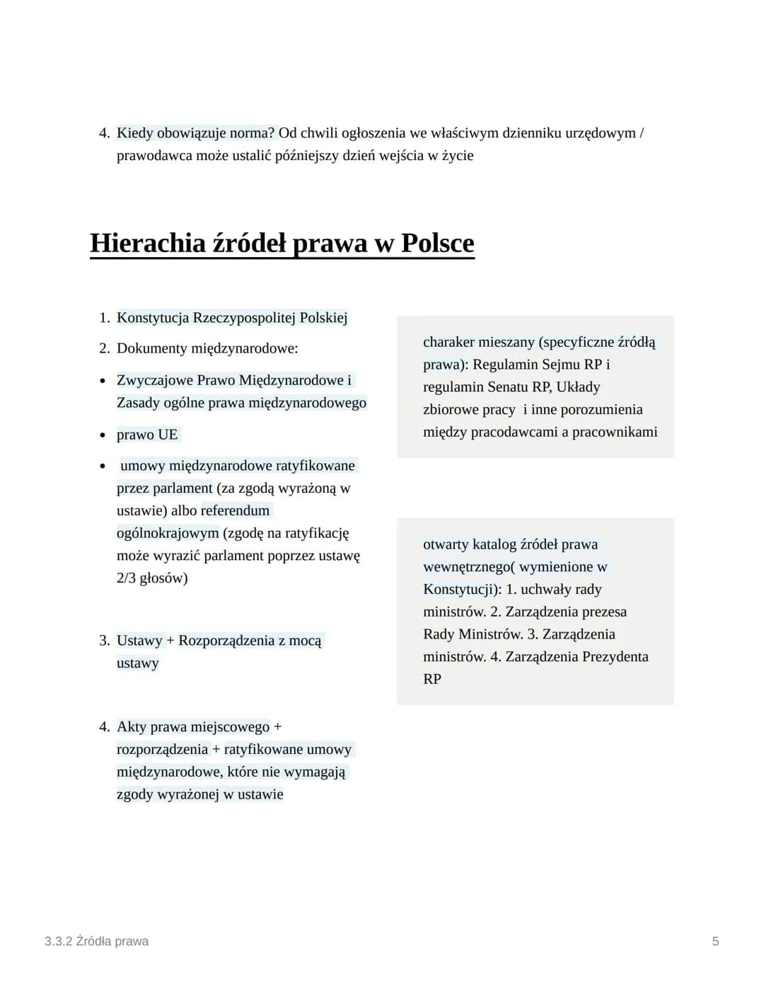 3.3.2 Źródła prawa
Akty prawne
Akty nienormatywne:
Akty prawne w Polsce
Akty stanowienia prawa (normatywne, źródła prawa)
Akty stosowania