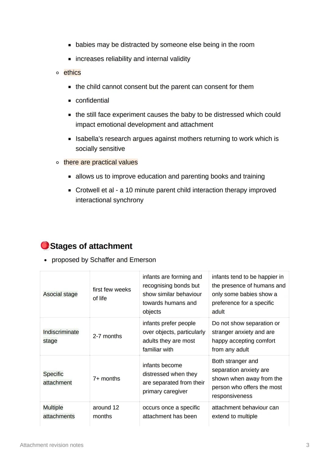 Attachment revision notes
Caregiver-infant interactions
* attachment - a close two way emotional bond between two individuals, seeing
th