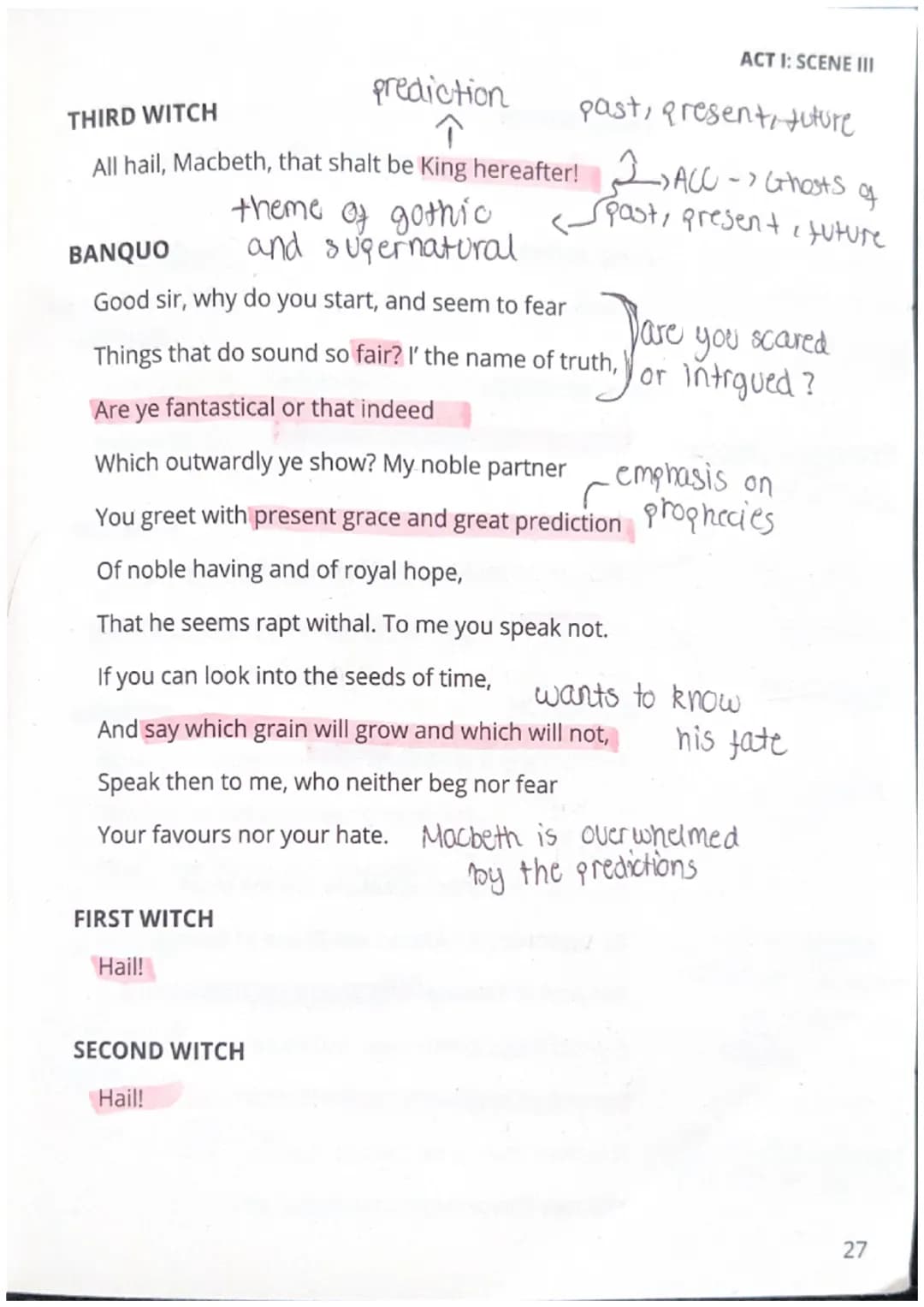 SCENE III
ACT I: SCENE III
A heath. Thunder. pathetic fallacy
scene 1: witches
↓
scene 2: humans
Enter the three WITCHES. meet again
when t