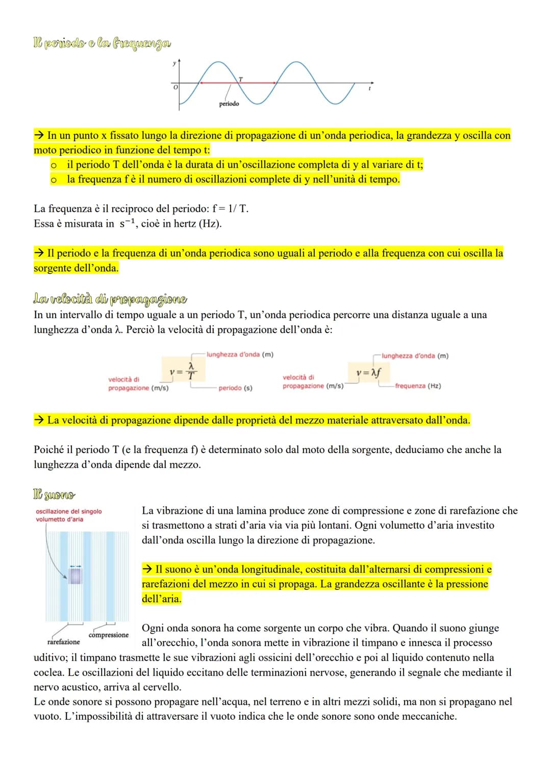 # Le onde meccaniche e il suono
I coti ondulaatori
Una goccia di pioggia che cade in una pozzanghera genera un'onda.
o La perturbazione s