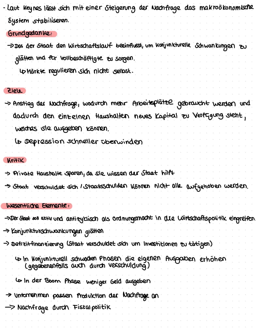 Wirtschaftstheorie nach Keynes:
Der Keynesianismus: (Eingreifen des Staates in die wirtschaft)
1. Nachfrage bestimmt das Angebot
↓
2. Ange