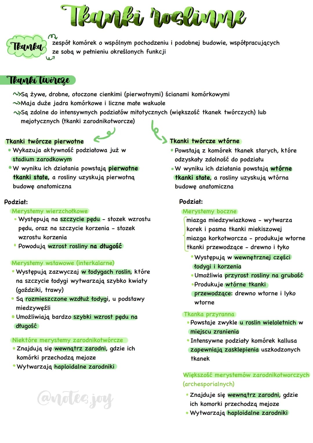 # Tkanki rostlinne
Thanka zespół komórek o wspólnym pochodzeniu i podobnej budowie, współpracujących
ze sobą w pełnieniu określonych funkcj