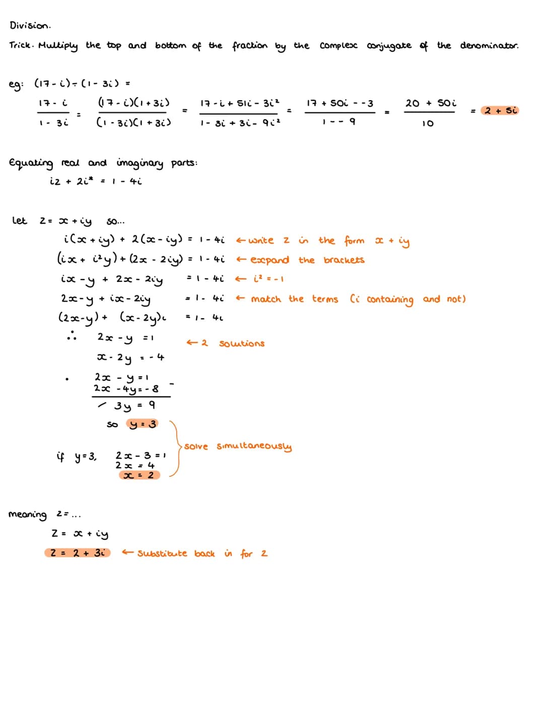 # Complex Numbers:
N Natural $x+2=3$
Z Integers $x + 2 = 1$
Q Rational $2x = 3$
R Real $x^2 = 2$
$x^2 = -4$
$\Rightarrow x = \pm\sqrt{-4}$