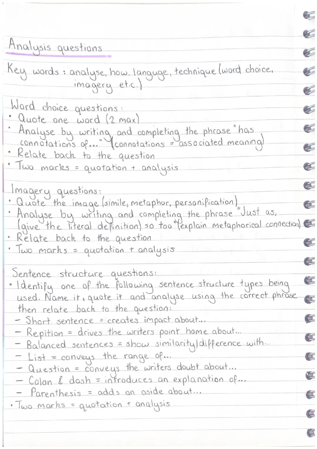 RUAE Strategies.
Understanding questions.
Key words: what, summarise, in your own words, identify
In
n your own words questions:
* Answ