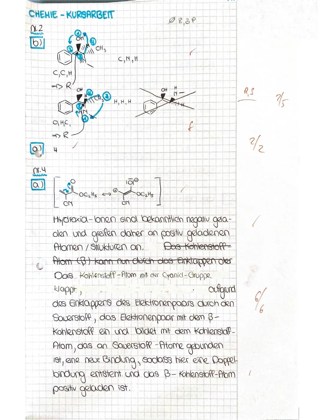 Leistungskurs Chemie
4. Kurshalbjahr
Klausur/12.2
Name:
erreichbare PZ: 60
Organische Chemie
Datum: 21. Mai 2021
erreichte PZ: 49
81,7%
Synt