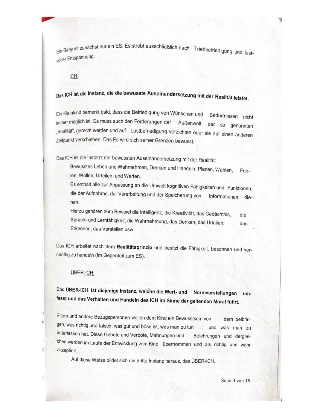 # Abitur
Die psychoanalytische Theorie - Zusammenfassung
1. Grundannahmen der Psychoanalytischen Theorie
2. Instanzenmodell
3. Abwehrmecha