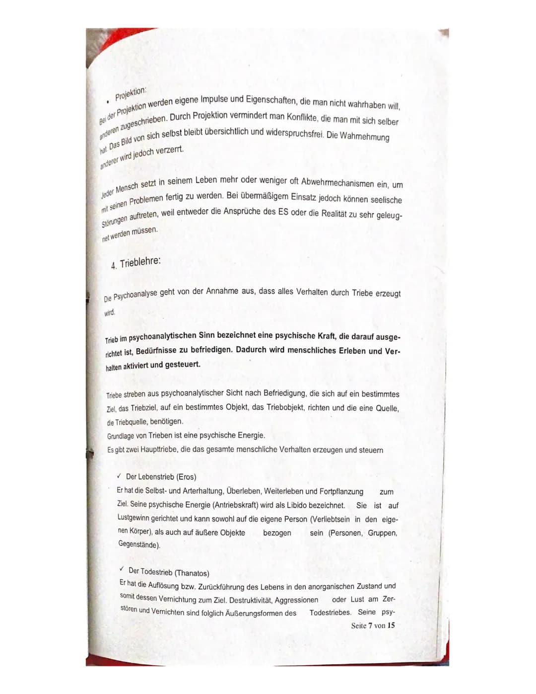 # Abitur
Die psychoanalytische Theorie - Zusammenfassung
1. Grundannahmen der Psychoanalytischen Theorie
2. Instanzenmodell
3. Abwehrmecha
