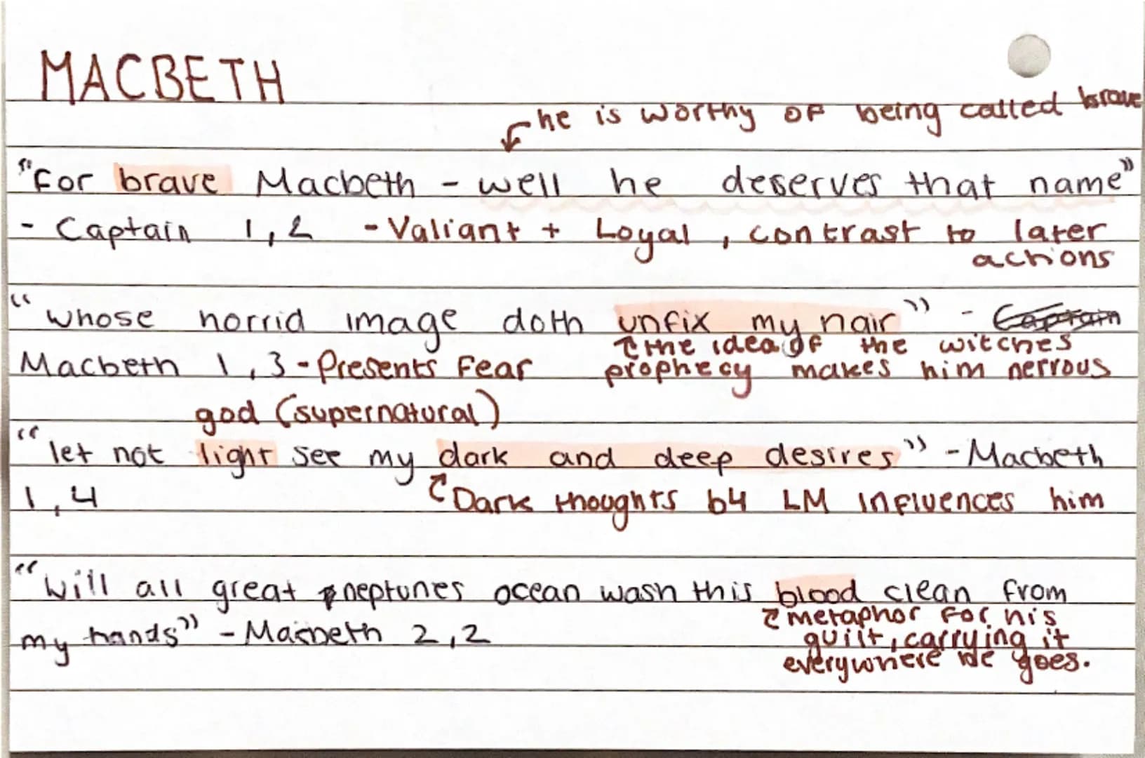 MACBETH
he is worthy of being called Israve
"for brave Macbeth - well he deserves that name"
- Captain 1,2 - Valiant + Loyal, contrast to l