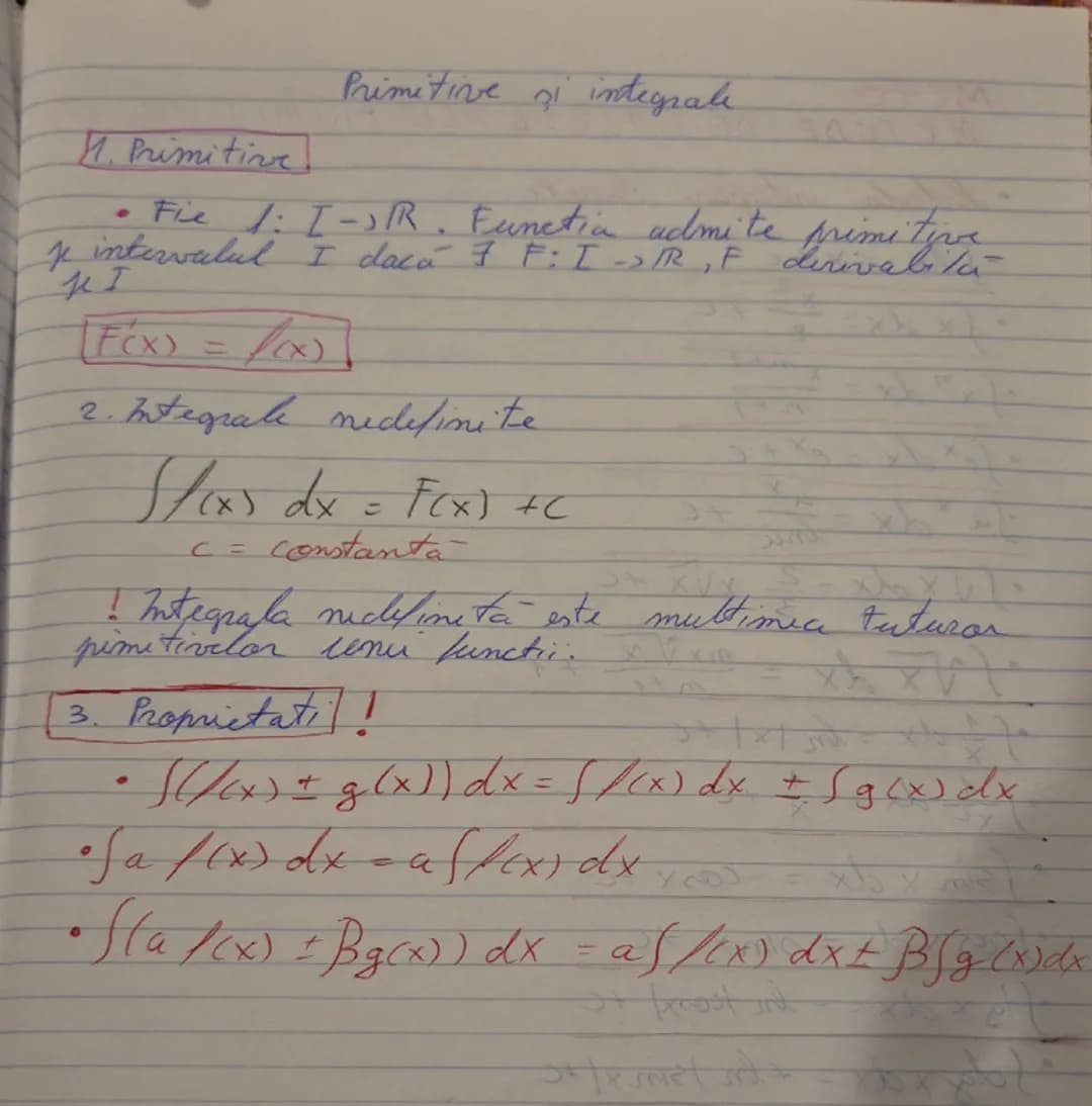 Primitive si integrale
1. Primitive.
• Fie 1: I-PR. Functia admite primitive
e intervalul I daca 7 F: I -> IR, F derivabila
KI
$F(x) = f(