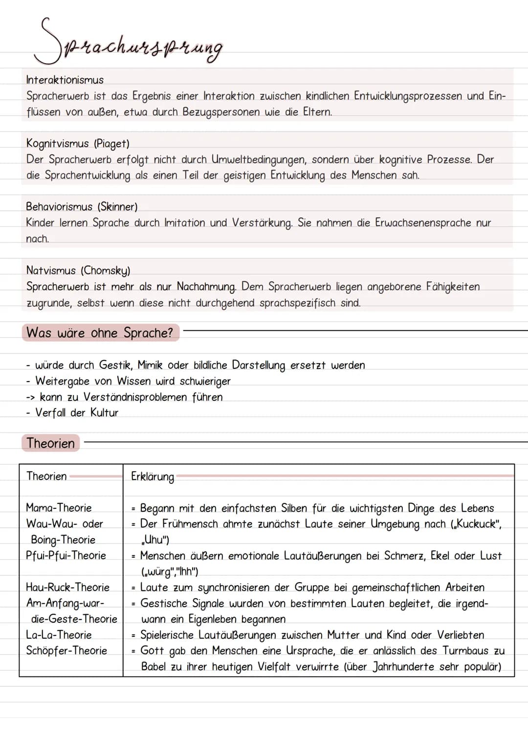 # Sprachursprung
Interaktionismus
Spracherwerb ist das Ergebnis einer Interaktion zwischen kindlichen Entwicklungsprozessen und Ein-
flüsse