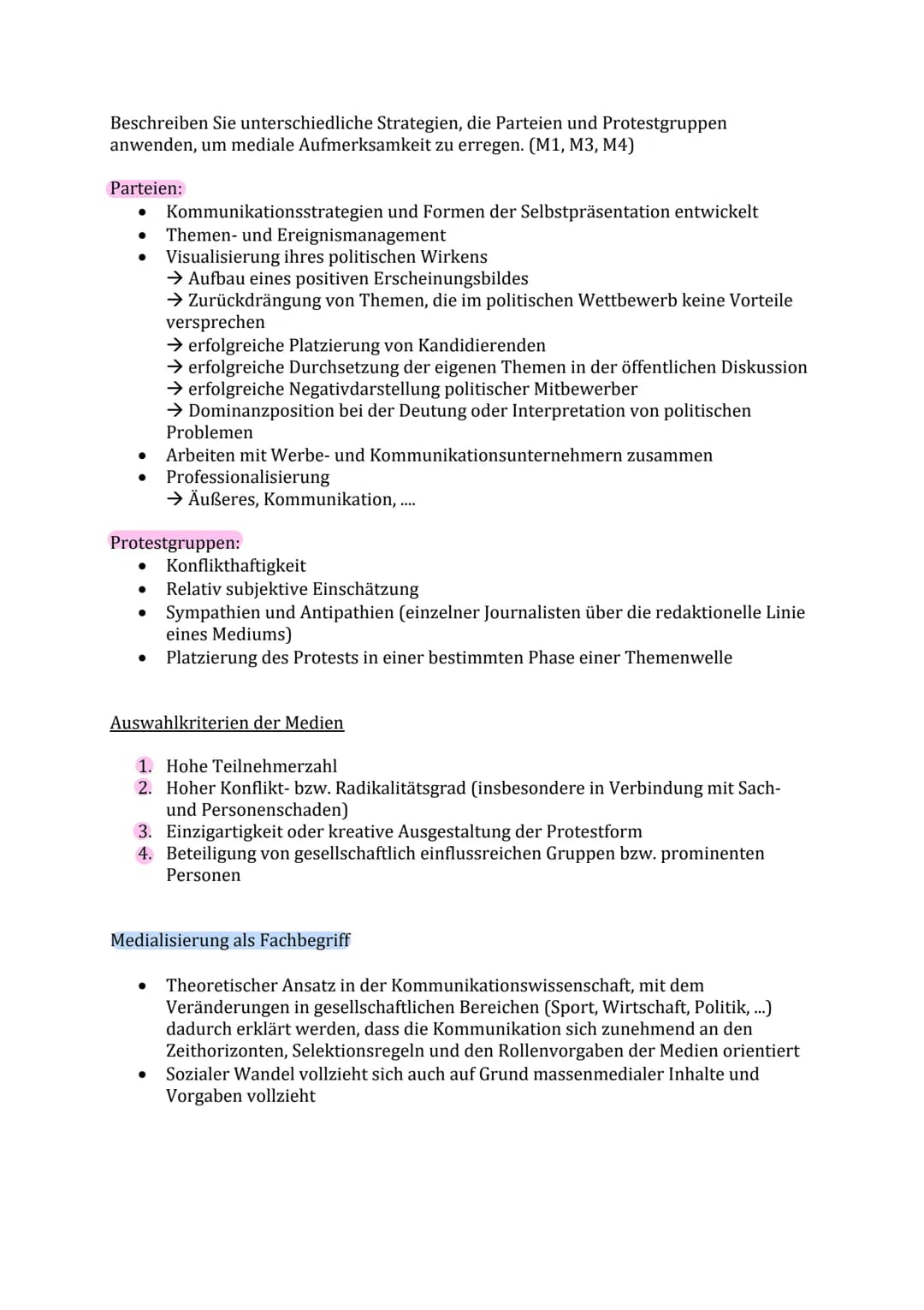 # Politik Klausur Nr. 2 Lernzettel
Funktionen von Partizipation:
Artikulation
* Erhalten die Bürger die Möglichkeit, ihre Interessen öf