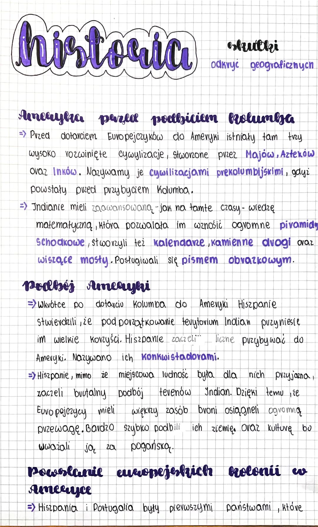 # historia Aud
odkryć geograficznych
Ameryka pered poetbiciem Kolumba
=> Przed dotarciem Europejczyków do Ameryki istniały tam try
wysoko r