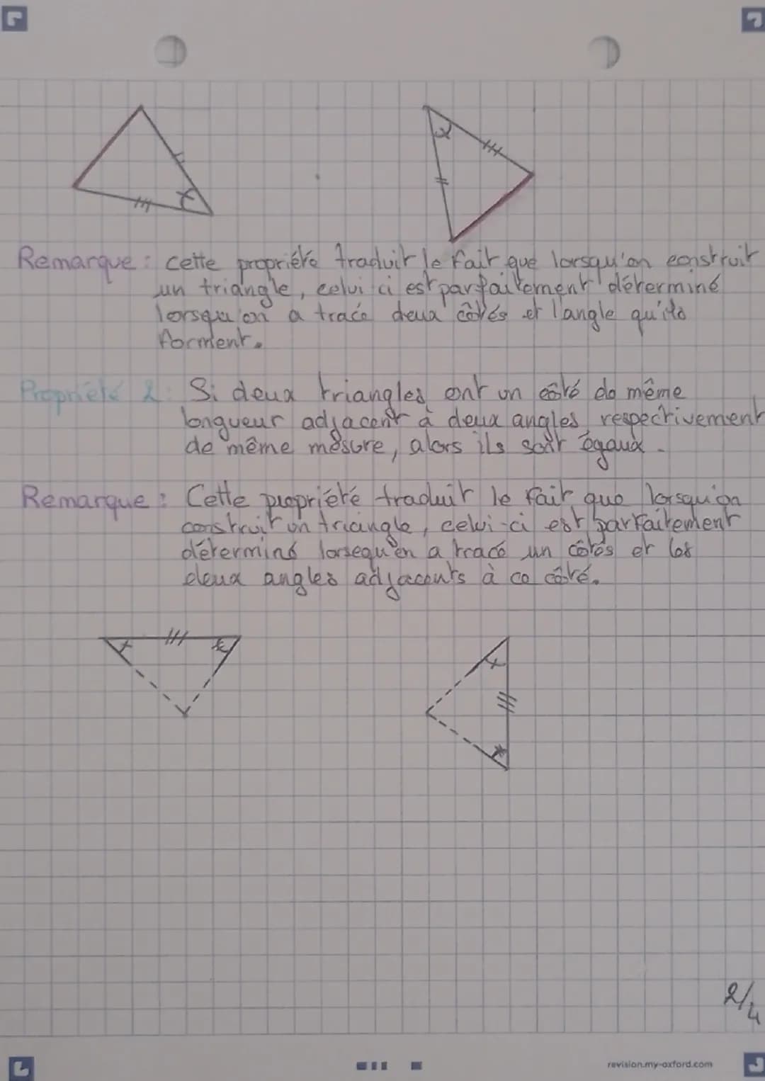 # Maths
- triangles égaux.
L'essentiel du cours.
Définitions
Trungle agawa: On dit que deux trangles sont égaux
:) si leurs 3 côtés cit
(is