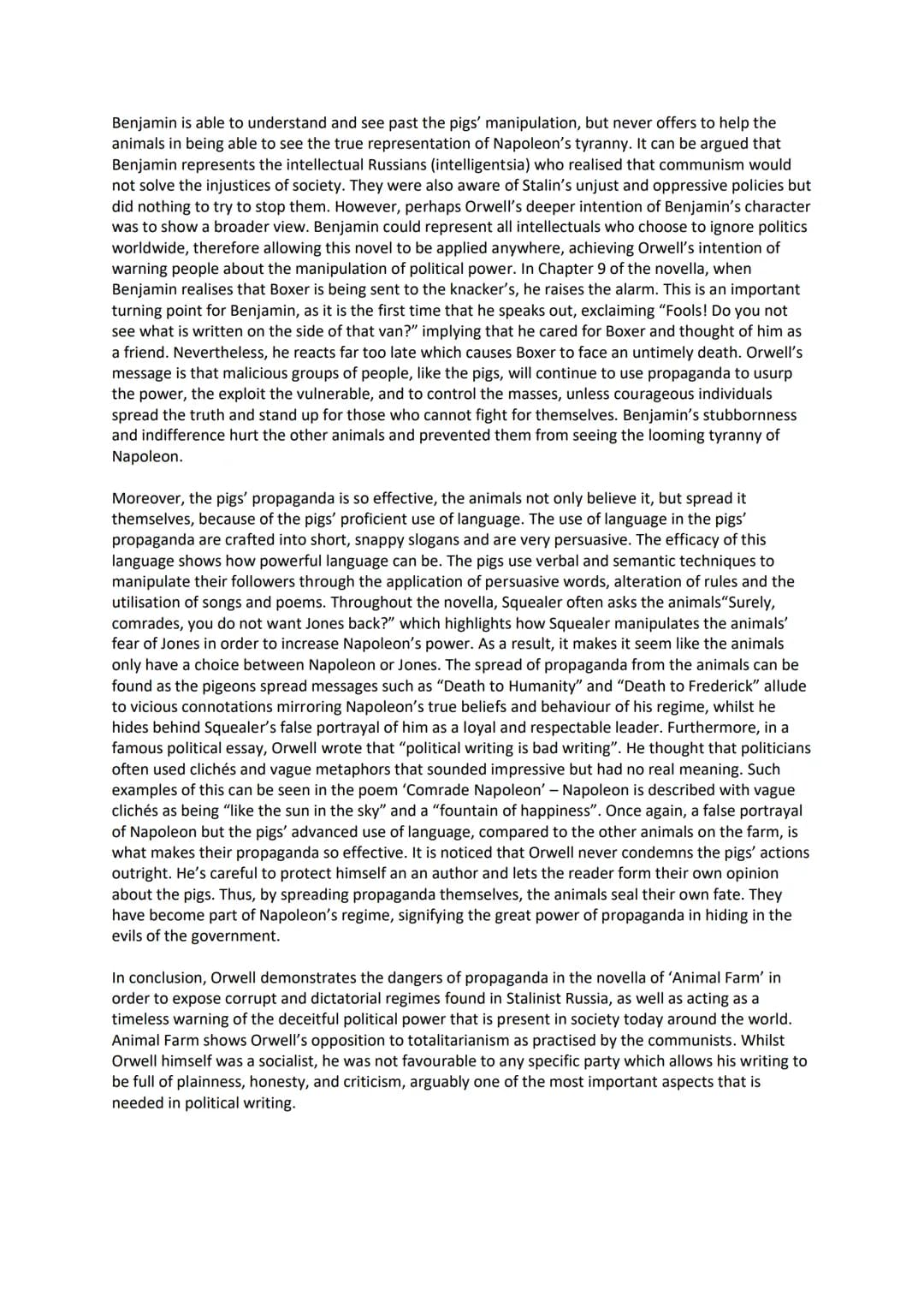 How does Orwell portray the dangers of propaganda in Animal Farm?
Think about:
- what kind of propaganda is used in the novel
- the impact p
