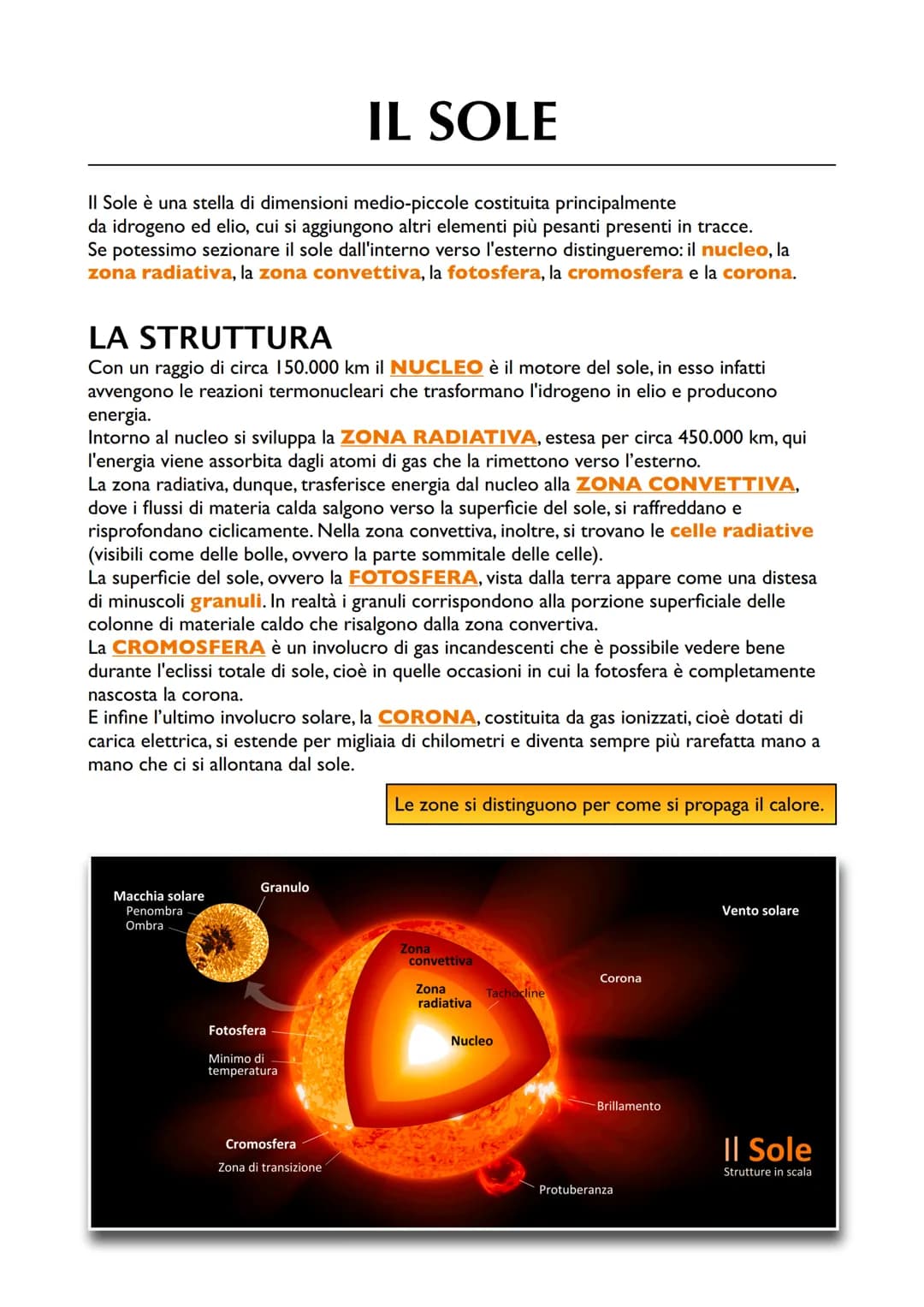 # IL SOLE
Il Sole è una stella di dimensioni medio-piccole costituita principalmente
da idrogeno ed elio, cui si aggiungono altri elementi