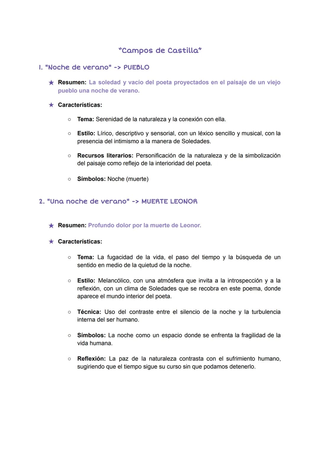 "Campos de Castilla"
1. "Noche de verano" -> PUEBLO
★Resumen: La soledad y vacío del poeta proyectados en el paisaje de un viejo
pueblo un