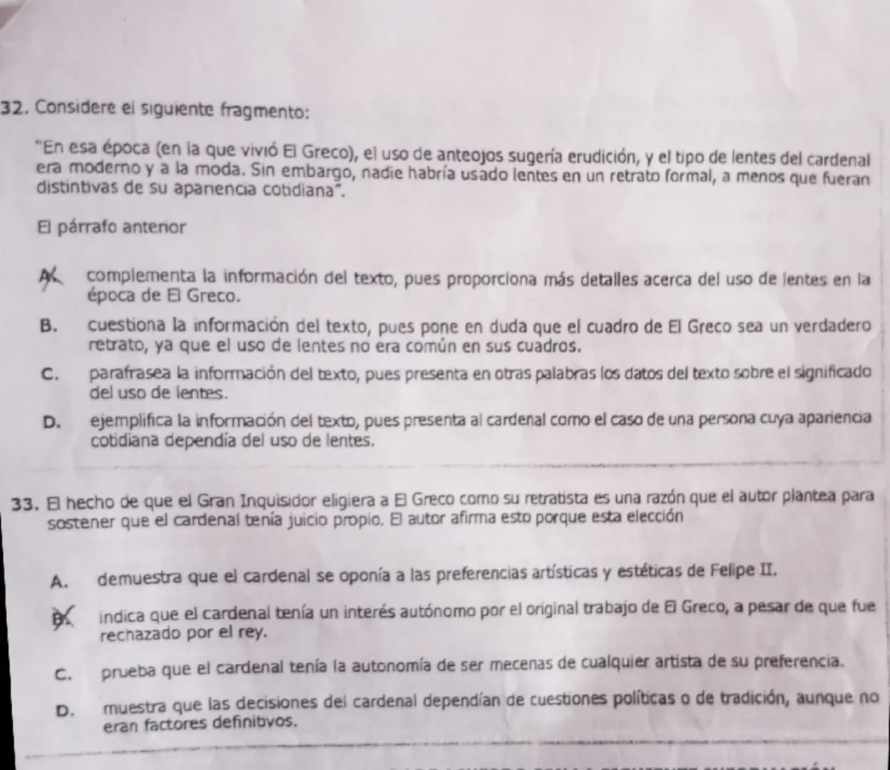 ## RESPONDA LAS PREGUNTAS 31 A 33 DE ACUERDO CON LA SIGUIENTE INFORMACIÓN
En la época de El Greco, la Inquisición española, constituida en