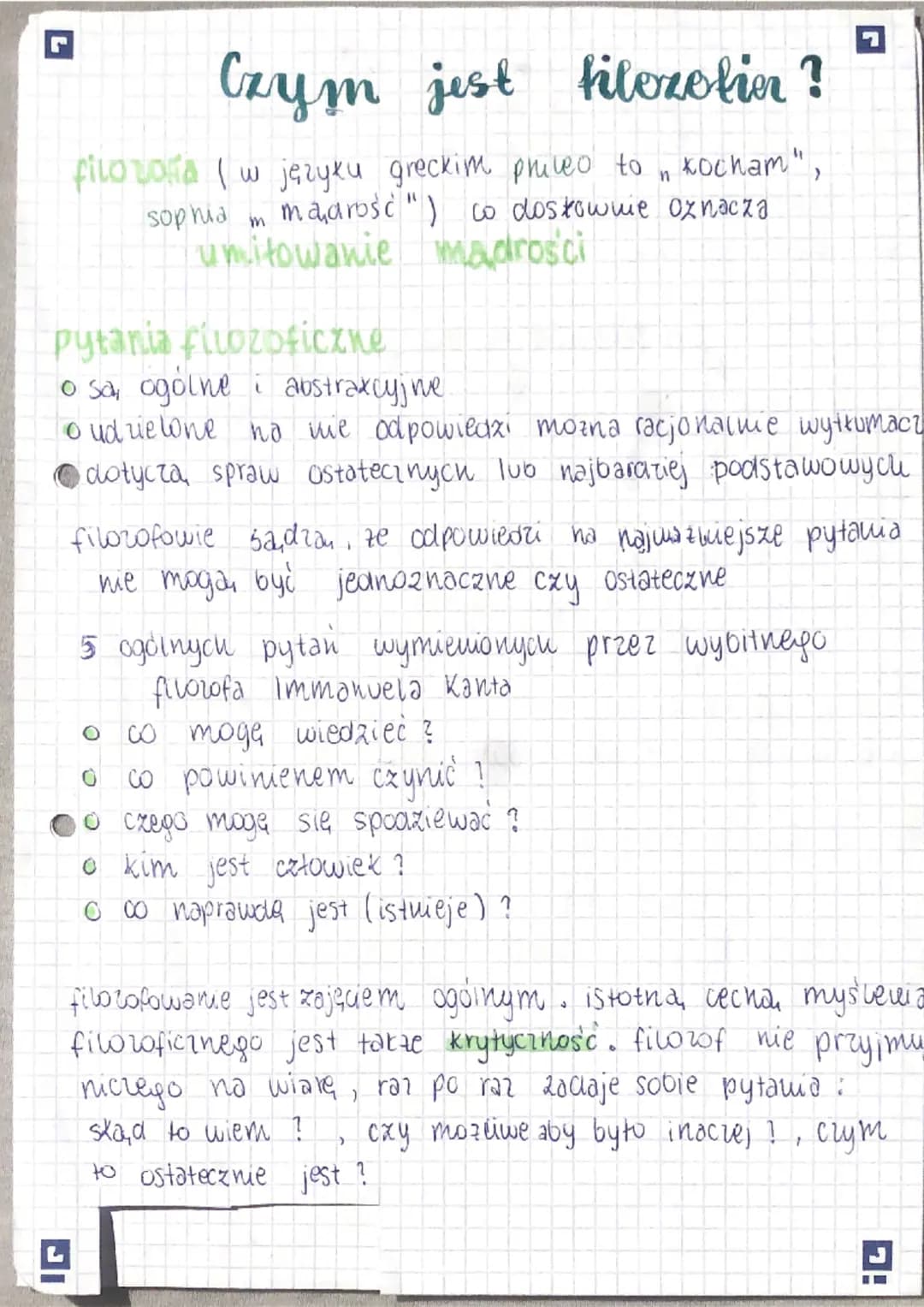 # Czym jest filozotion?
filozofa (w języku greckim priveo ton kocham",
sophia m mądrość") co dostowie oznacza
umitowanie madrości
## pytan