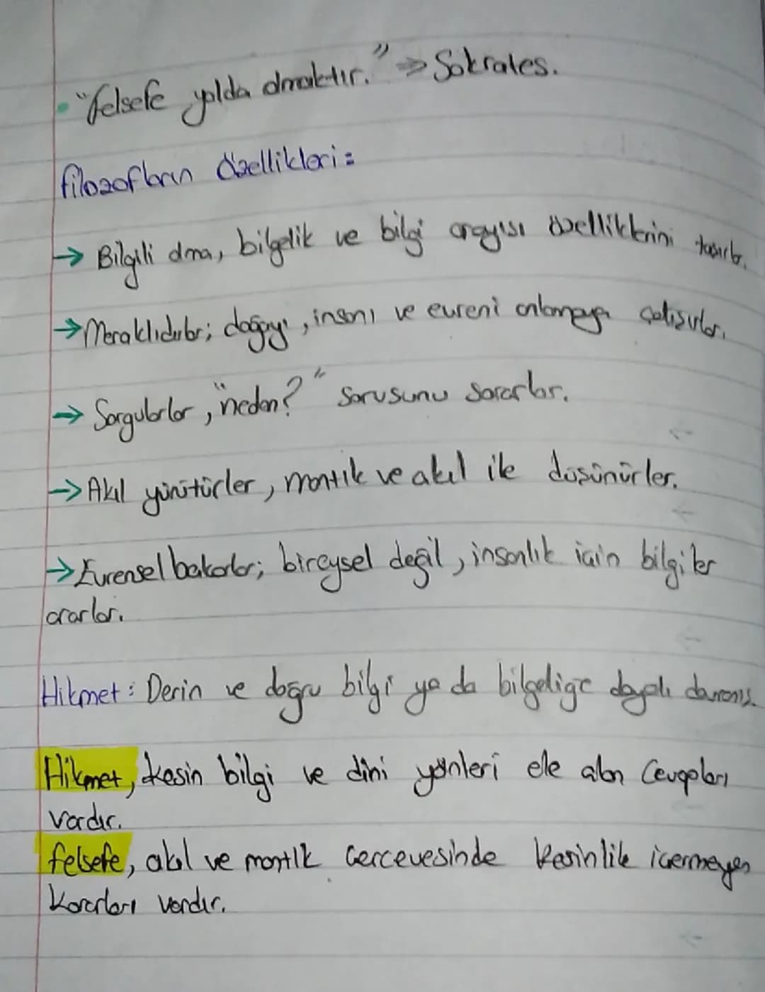 1. Ünite: felsefenin Doğası
felsefe: İnsanın evreni, hayatı ve varoluşu derinlemesine
sorgılaması ve anlamaya çalışmasıdır. Felsefenin temel