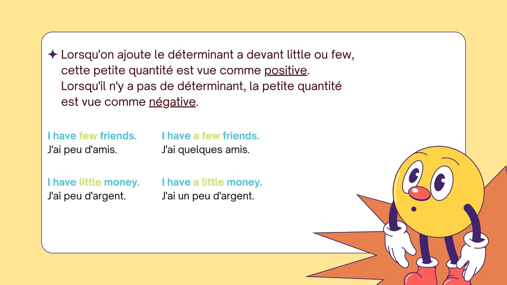 EN ANGLAIS
* Exprimer une
* quantité
Much, Many, A lot of
口
(A) little, (A) few # Rappel:
* Afin de comprendre la suite de cette