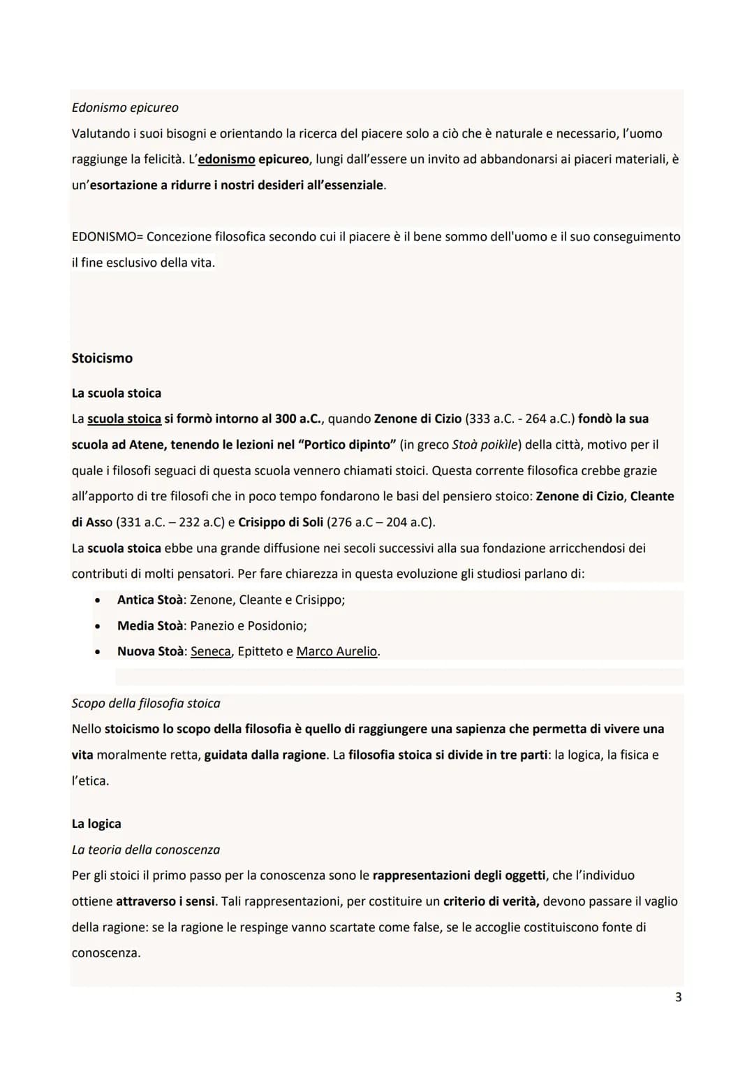 # 10_Epicureismo e Stoicismo
Epicureismo
Epicuro nacque a Samo nel 341 a.C. Cominciò ad occuparsi di filosofia fin da giovanissimo, a 14 a