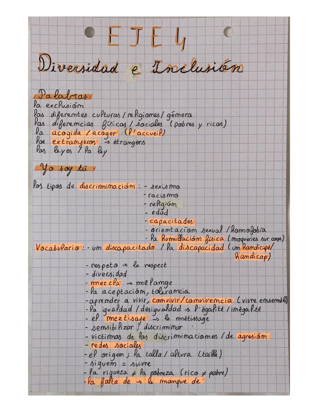 - •EJEY
- C
# Diversidad e Inclusión
Palabras
- la exclusióm
- Pas diferentes culturas / religiomes / gémera
- Pas diferencias físicas / s