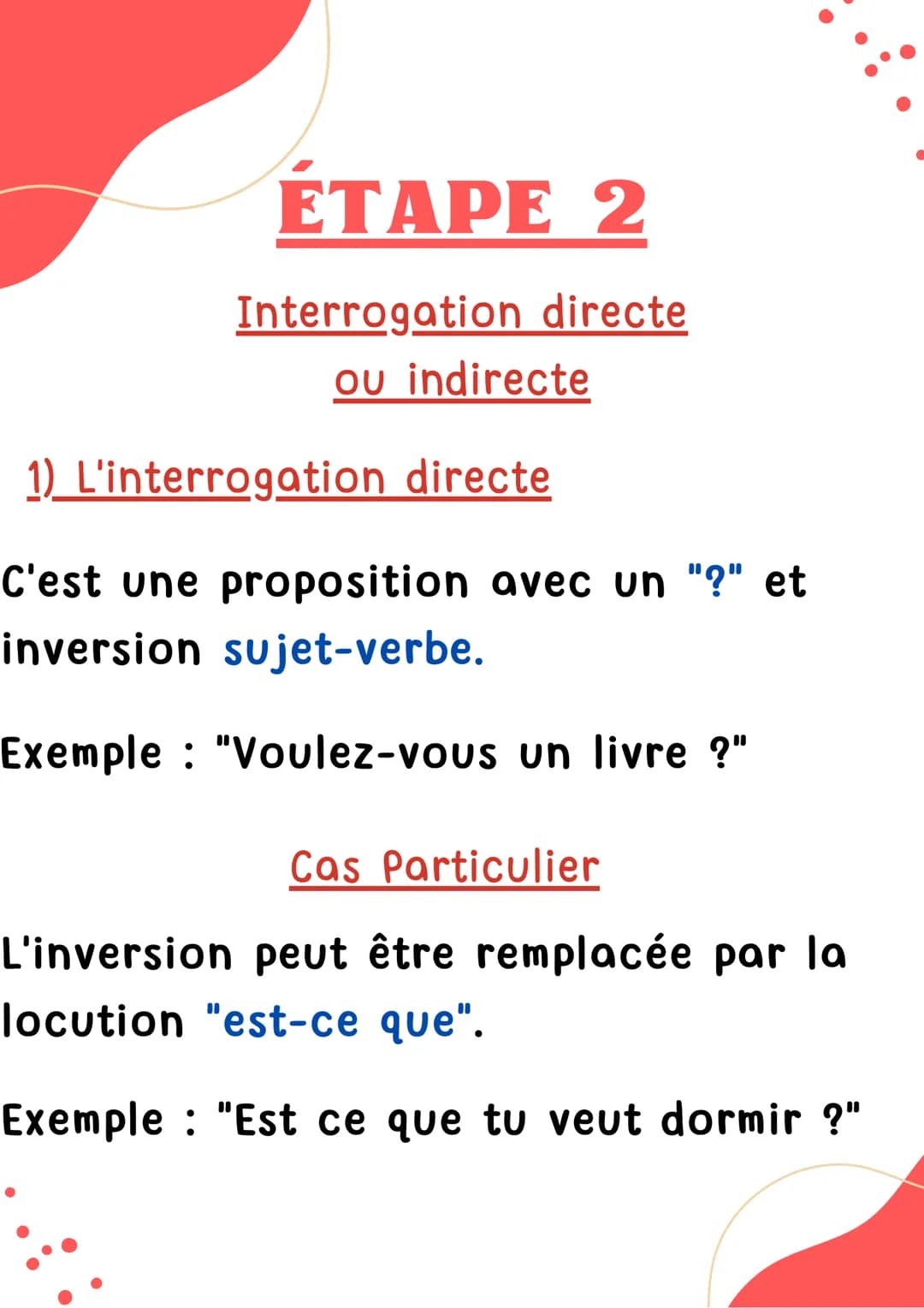 # INTERROGATION
Français
BAC DE FRANÇAIS # ÉTAPE 1
Donner la définition de
l'interrogation
L'interrogation est la mise en débat
de la va