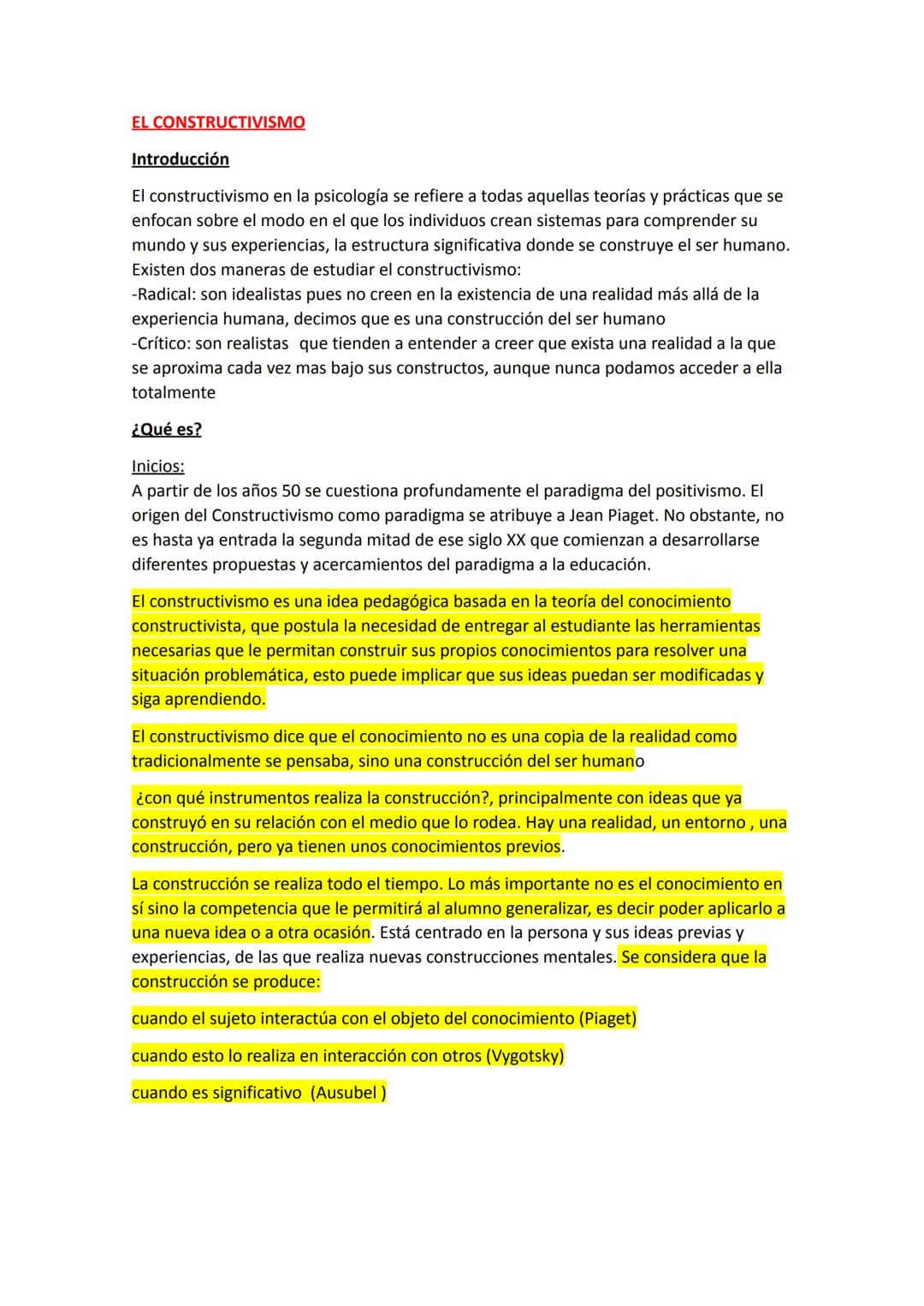 # EL CONSTRUCTIVISMO
Introducción
El constructivismo en la psicología se refiere a todas aquellas teorías y prácticas que se
enfocan sobre