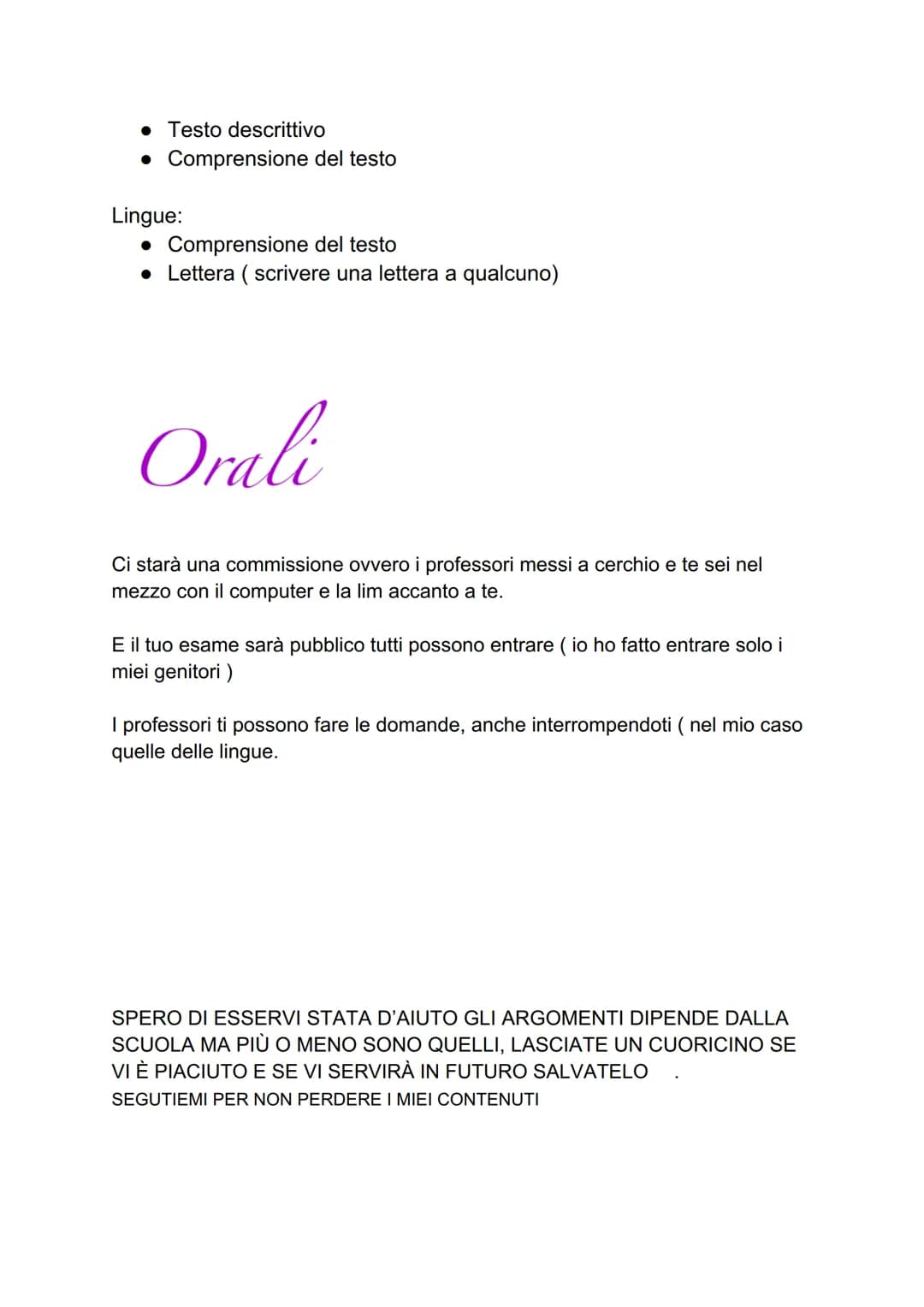 # ESAME 3 MEDIA
- Consigli
- Temi
- Scritti
- Orali
Ho fatto l'esame l'hanno scorso, e come tutti morivo dall' ansia, ma è
normalissimo.