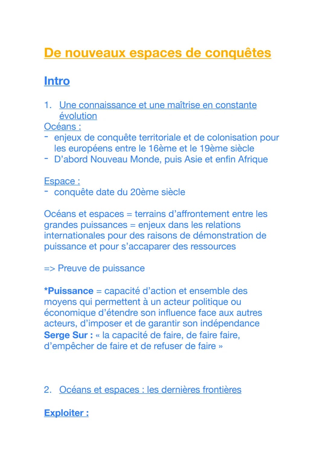 # De nouveaux espaces de conquêtes
## Intro
1. Une connaissance et une maîtrise en constante
évolution
Océans :
- enjeux de conquête terri