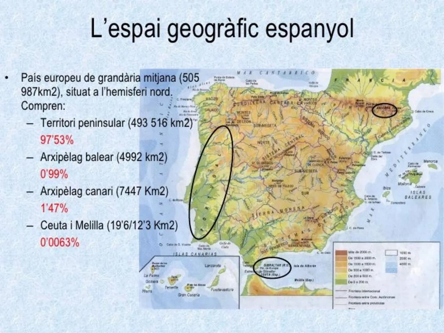 # Tema 1.
L'espai geogràfic
espanyol: diversitat
geomorfològica # L'espai geogràfic espanyol
* País europeu de grandària mitjana (505
98