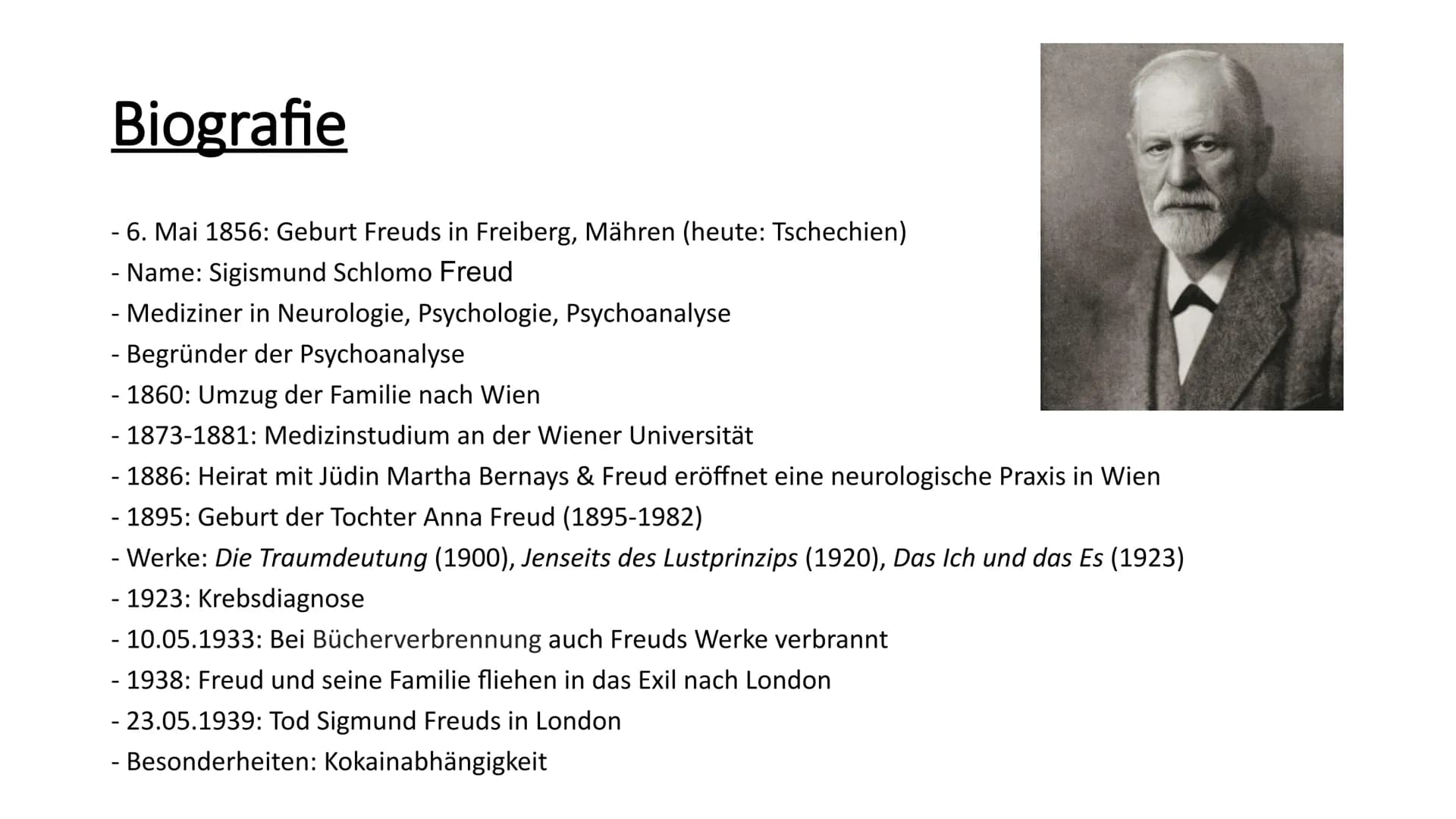 # Sigmund Freud und die
# Psychoanalyse
Eine Präsentation von Vina Nguyen und Rineel Ishak # Inhalt
- Biografie
- Das Instanzenmodell
- Ps
