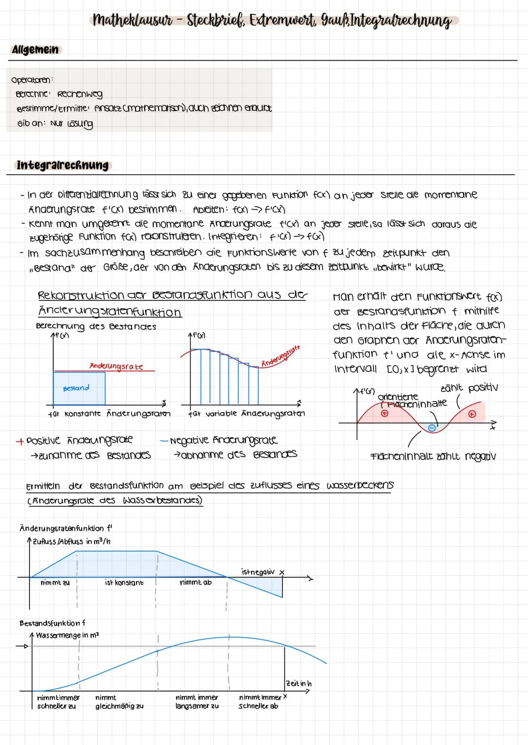 # Allgemein
Operatoren
Berechne Rechenweg
Bestimme/Ermitme, Ansatz (mathematison), auch zeichnen enaunt
Gib an: nur lösung
# Integralre