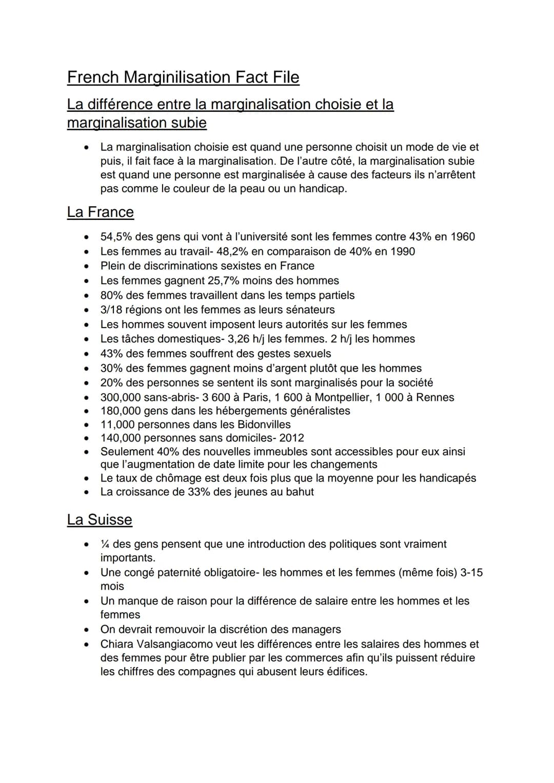 # French Marginilisation Fact File
La différence entre la marginalisation choisie et la
marginalisation subie
- La marginalisation choisie
