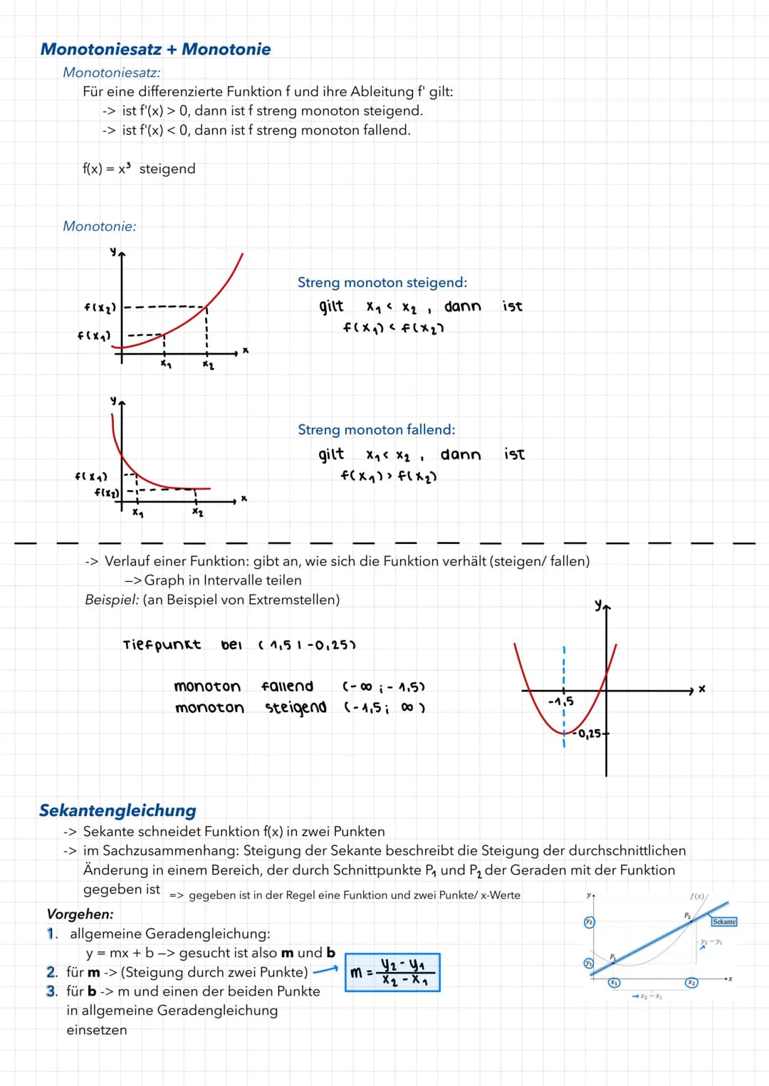 MATHE-KLAUSUR Q1.1
Zusammenhang zwischen f und f'
Die Steigung einer Tangente an den Graphen einer Funktion f in einem Punkt P (xolf(x0)) d